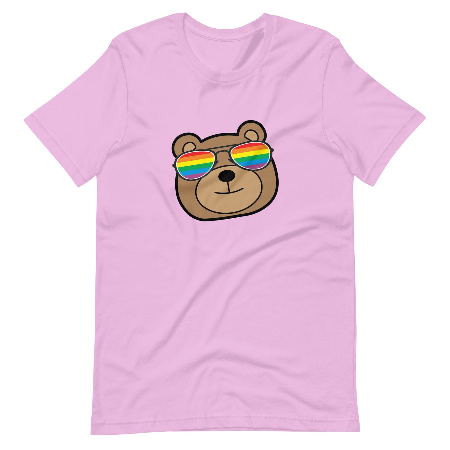 Gay Bear in Rainbow Sunglasses Unisex T-shirt Lilac unisex-staple-t-shirt-lilac-front-6646aaaabe6b8