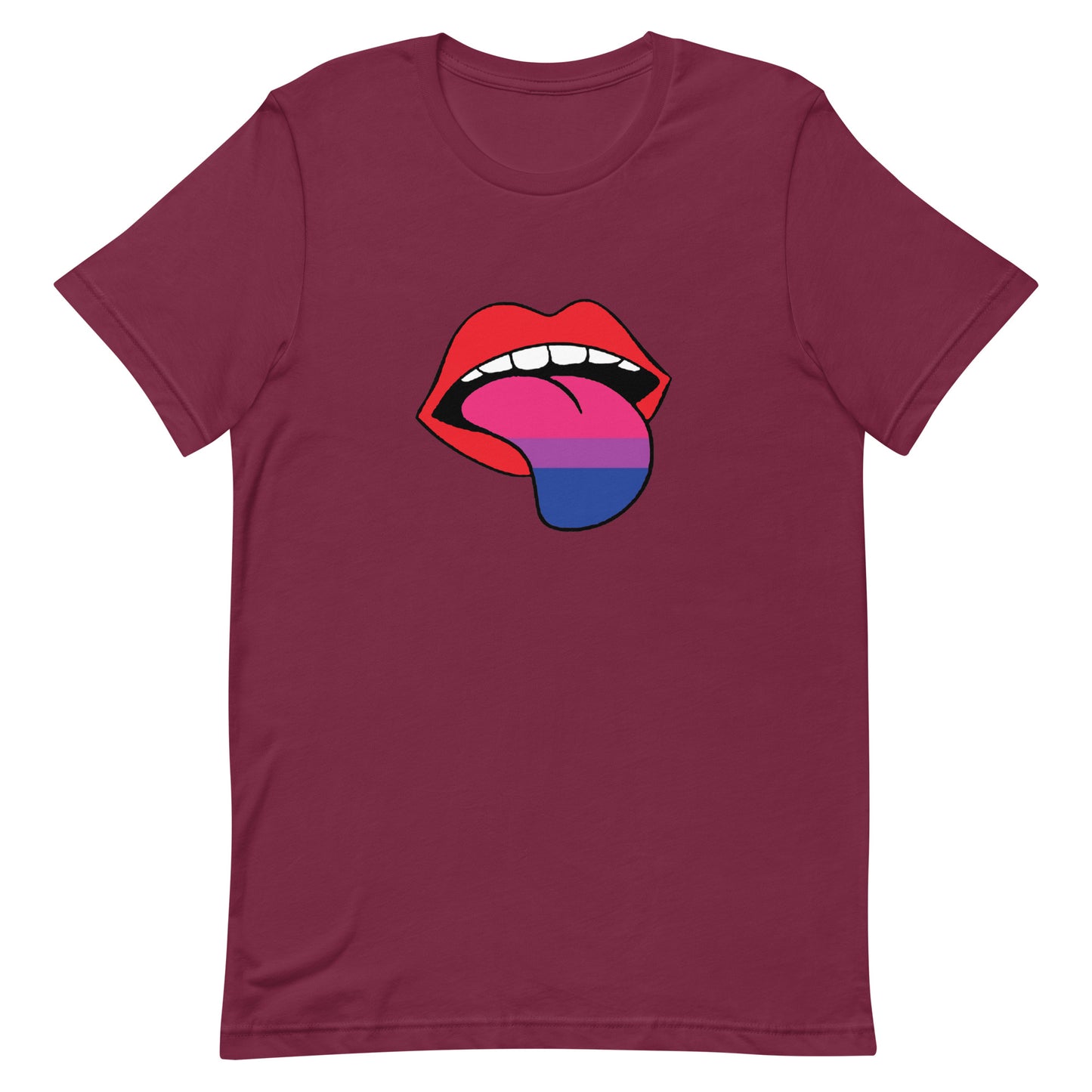 Bisexual Bi Pride Shirt Tongue Maroon Bisexual unisex-staple-t-shirt-maroon-front-64a77ccece98f