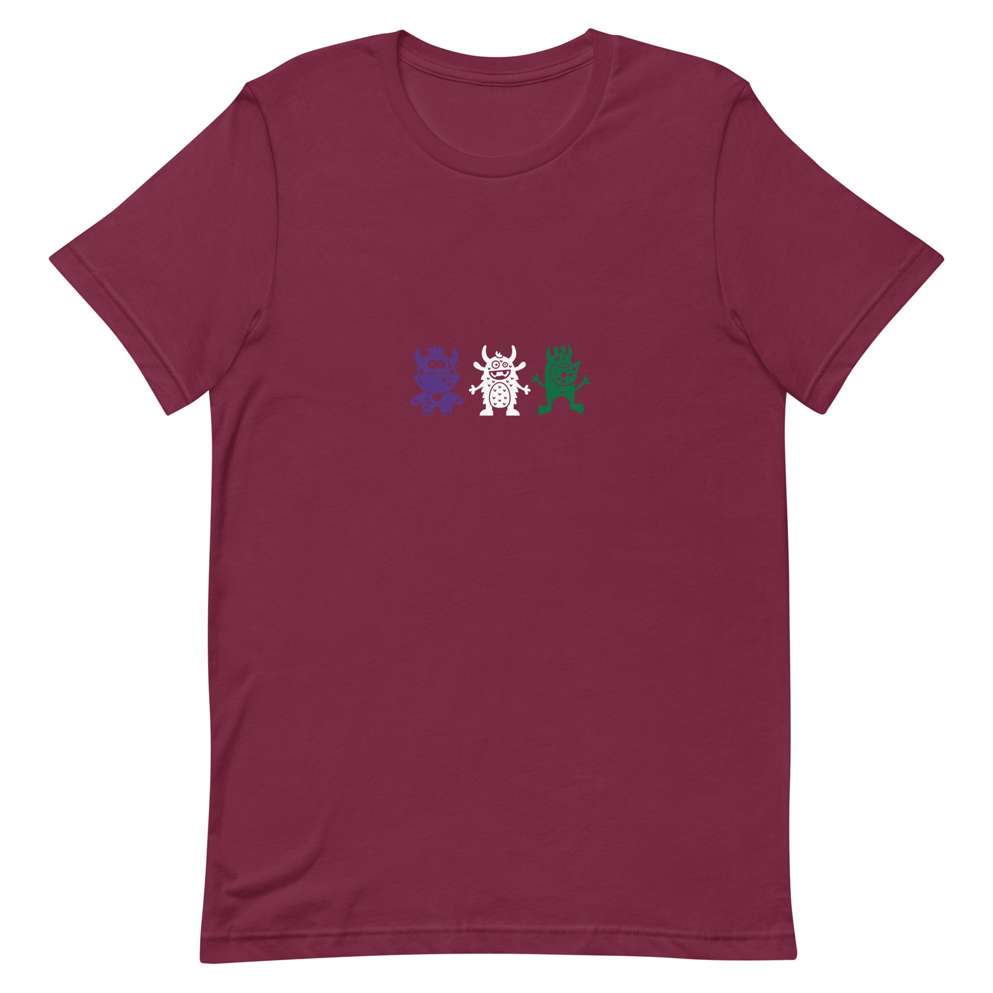 Genderqueer Pride Shirt - Doodle Monster Maroon Genderqueer unisex-staple-t-shirt-maroon-front-64cff282863a9