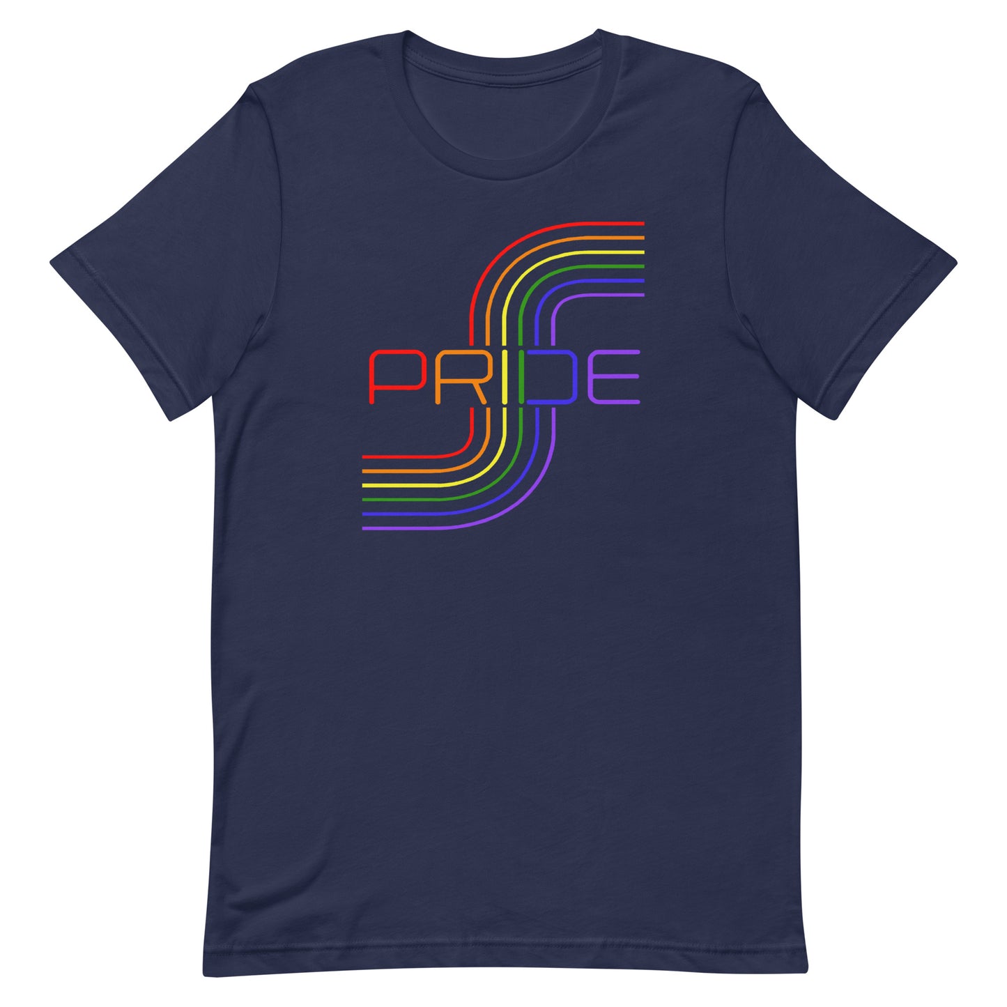 LGBTQ Pride T-Shirt - Mod Line Art Navy Pride unisex-staple-t-shirt-navy-front-648a5c234828d