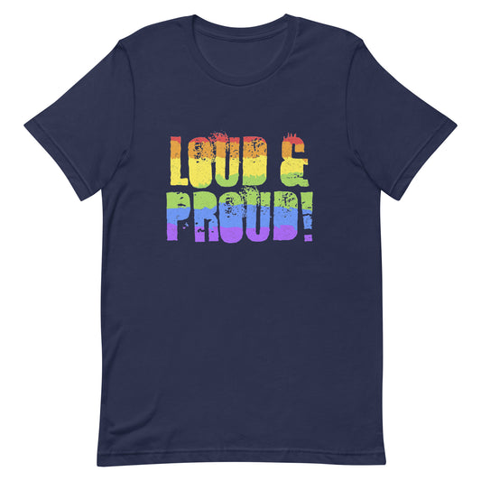 LGBTQ Pride T-Shirt - Loud and Proud Navy Pride unisex-staple-t-shirt-navy-front-648a64018df41