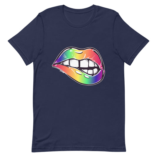 LGBTQ Pride T-Shirt - Rainbow Lips Navy Pride unisex-staple-t-shirt-navy-front-648a64857d69b