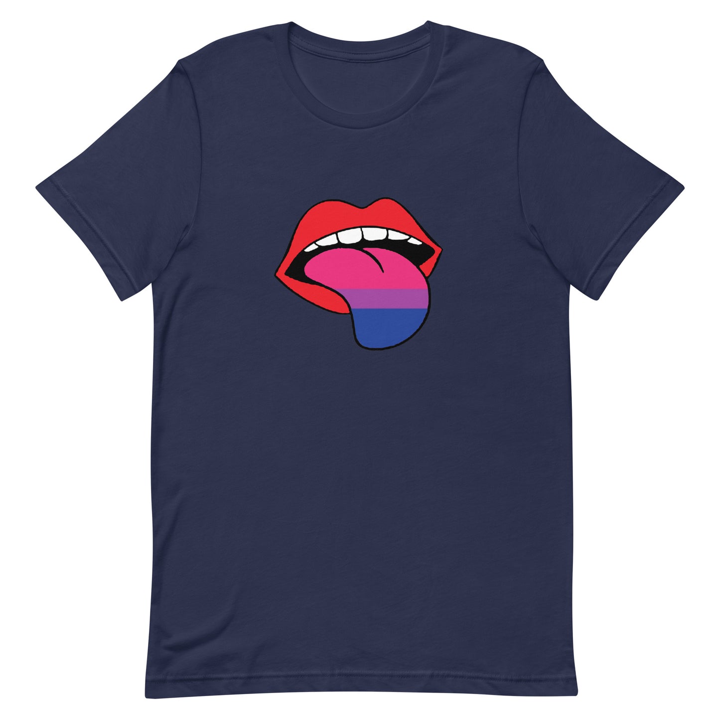 Bisexual Bi Pride Shirt Tongue Navy Bisexual unisex-staple-t-shirt-navy-front-64a77ccecdf49