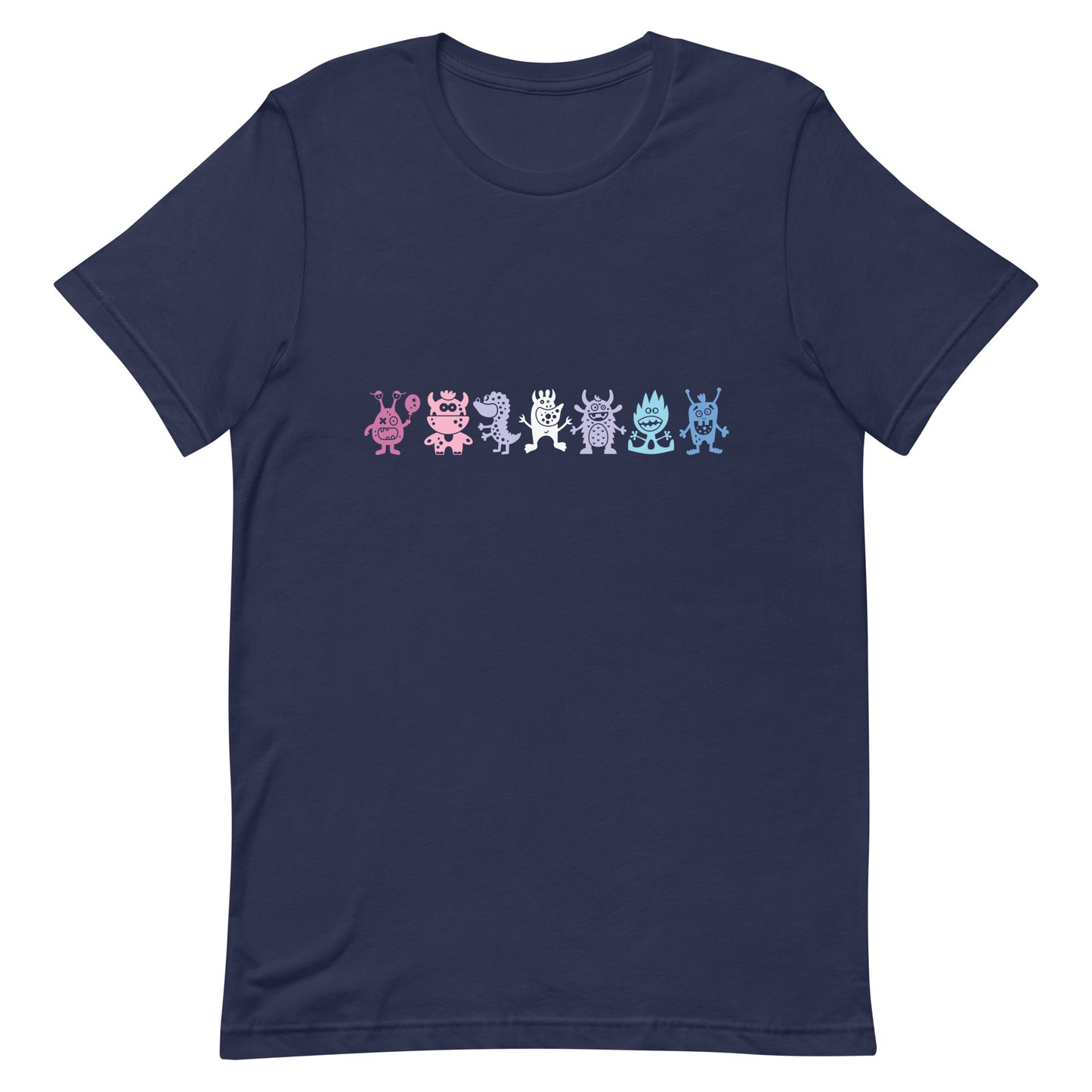 Bigender Pride Shirt Doodle Monster Navy Bigender unisex-staple-t-shirt-navy-front-64cff02b8546a