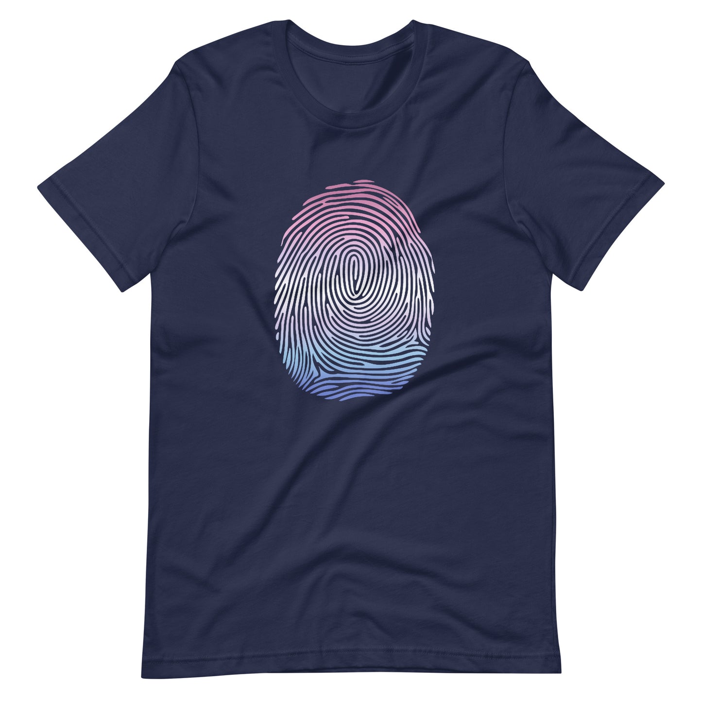 Bigender Pride Identity Fingerprint Shirt - Unisex Navy Bigender unisex-staple-t-shirt-navy-front-660f538d6e63a