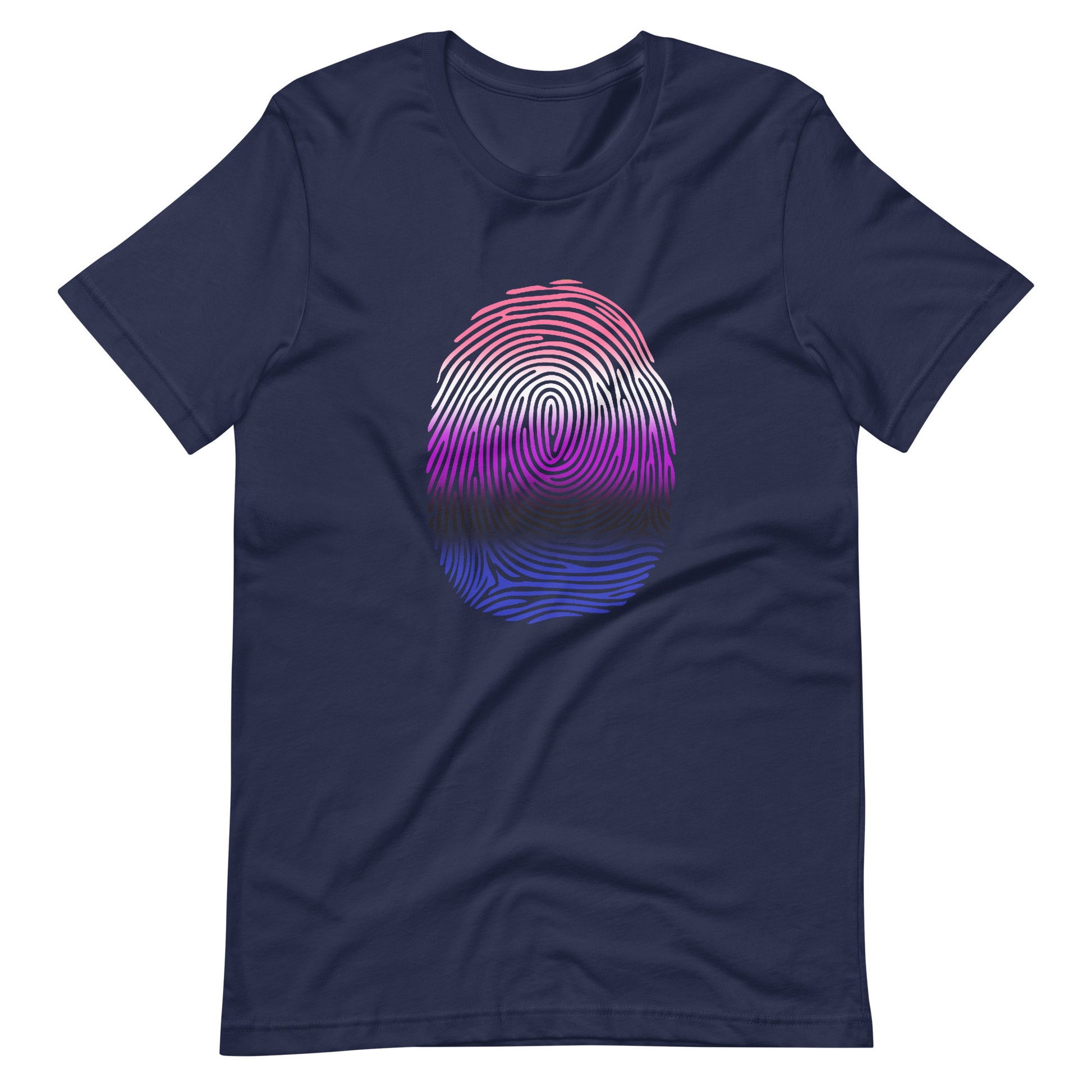 Genderfluid Pride Identity Fingerprint Shirt - Unisex Navy Genderfluid unisex-staple-t-shirt-navy-front-661005670304a