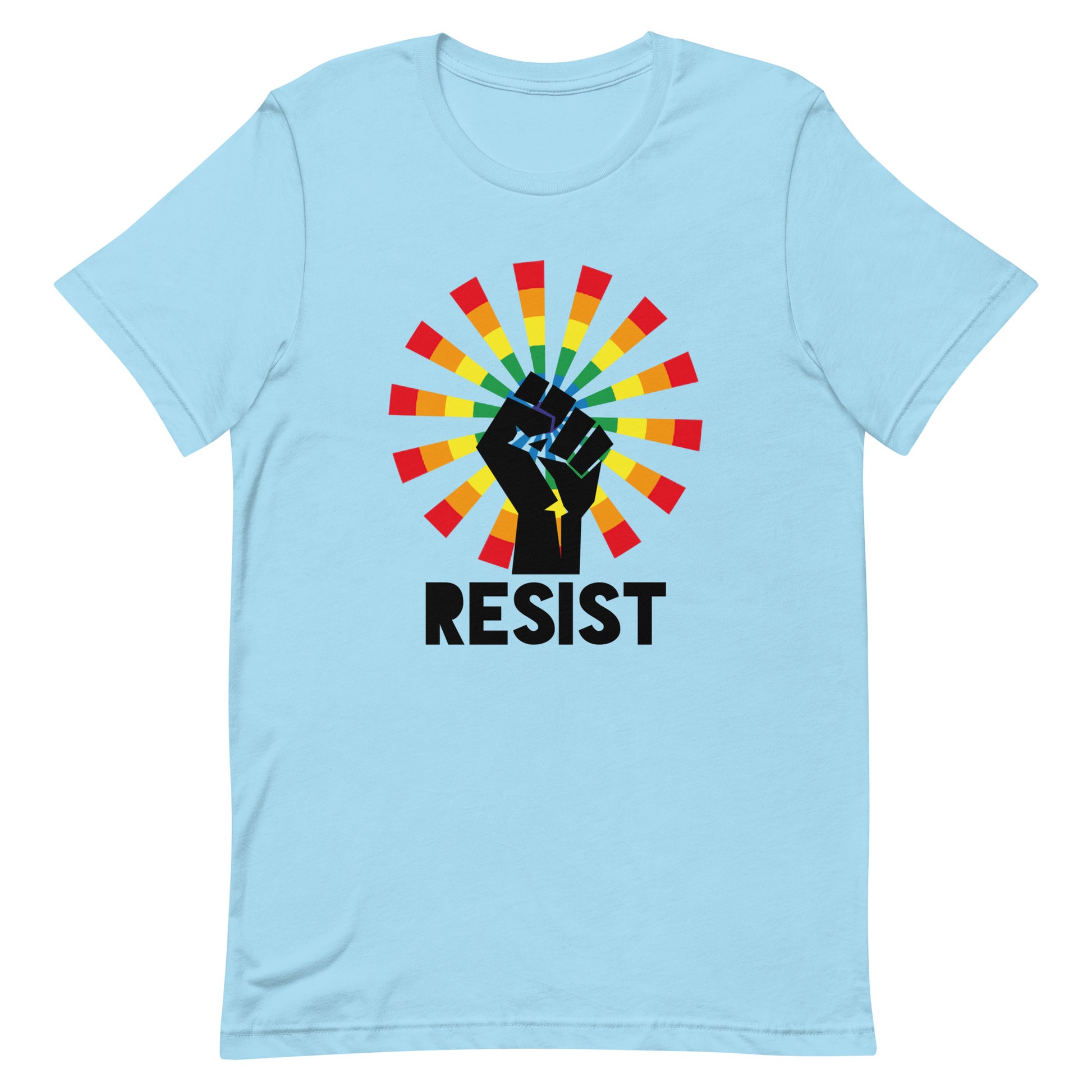 LGBTQ Pride T-Shirt - Resist Ocean Blue Pride unisex-staple-t-shirt-ocean-blue-front-64a4c729b1aec