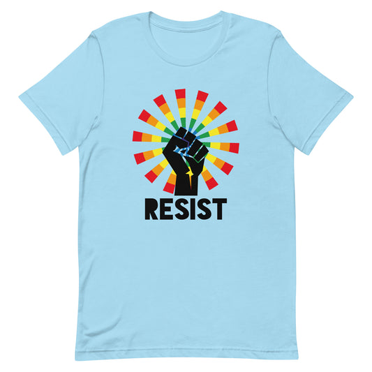 LGBTQ Pride T-Shirt - Resist Ocean Blue Pride unisex-staple-t-shirt-ocean-blue-front-64a4c729b1aec