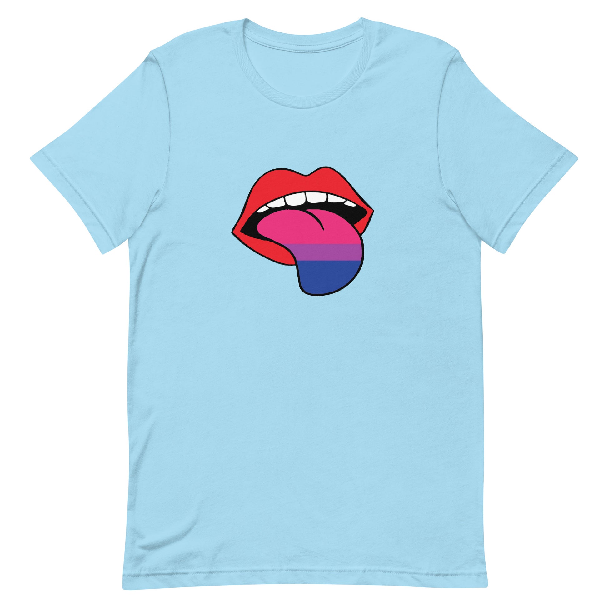 Bisexual Bi Pride Shirt Tongue Ocean Blue Bisexual unisex-staple-t-shirt-ocean-blue-front-64a77ccec943f