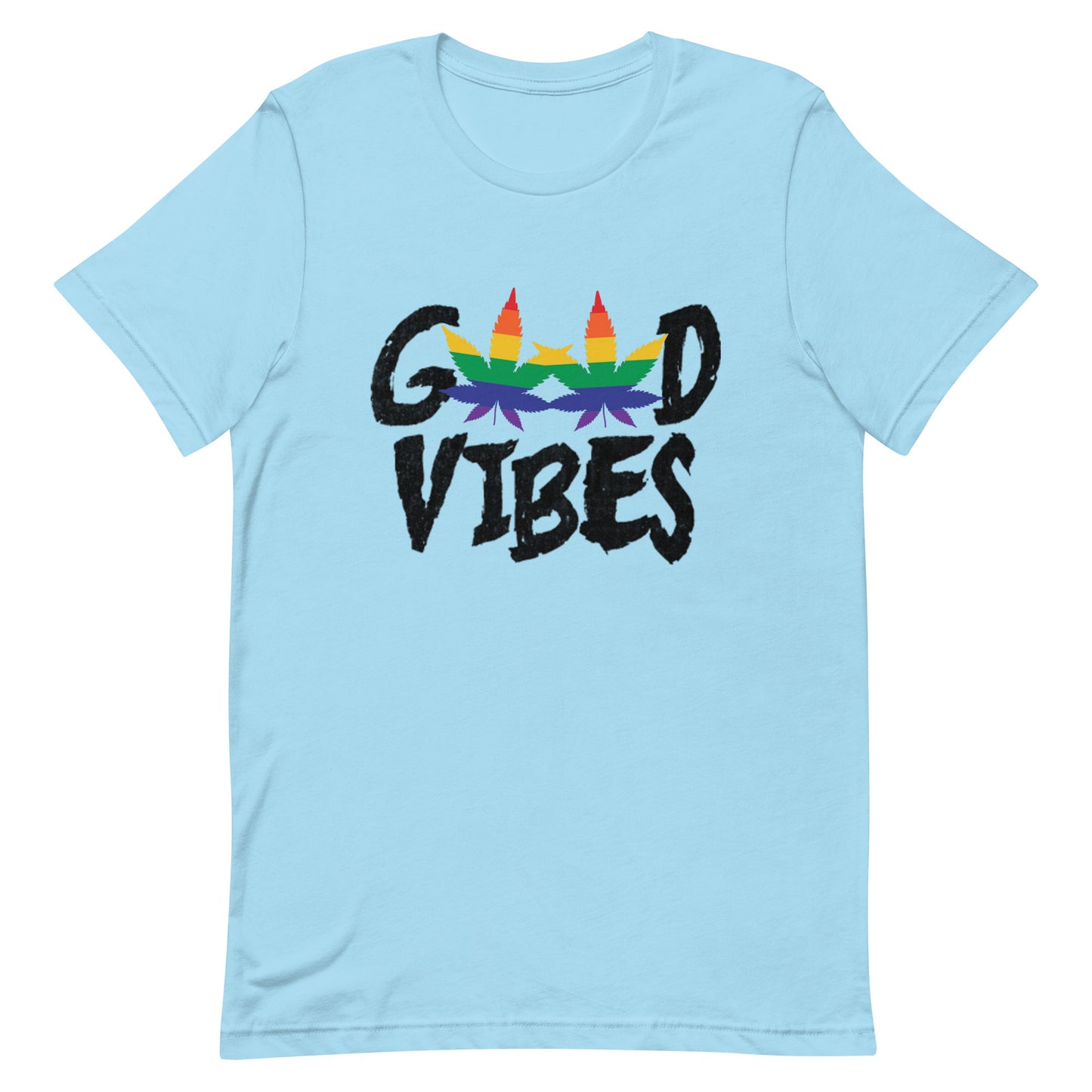 LGBTQ Good Vibes T-Shirt Ocean Blue unisex-staple-t-shirt-ocean-blue-front-64ab649abdfe6