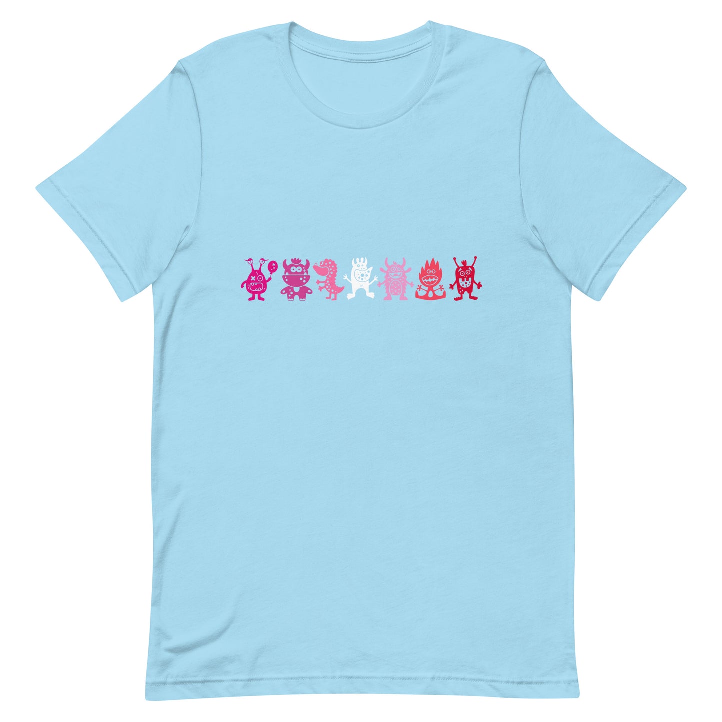 Lesbian Pride T-shirt - Doodle Monster Ocean Blue Lesbian unisex-staple-t-shirt-ocean-blue-front-64cfeea727460