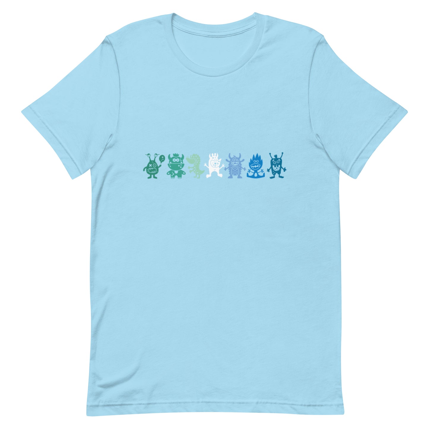 Gay MLM Vincian Pride Shirt - Doodle Monster Ocean Blue Gay unisex-staple-t-shirt-ocean-blue-front-64cfef4267cd5