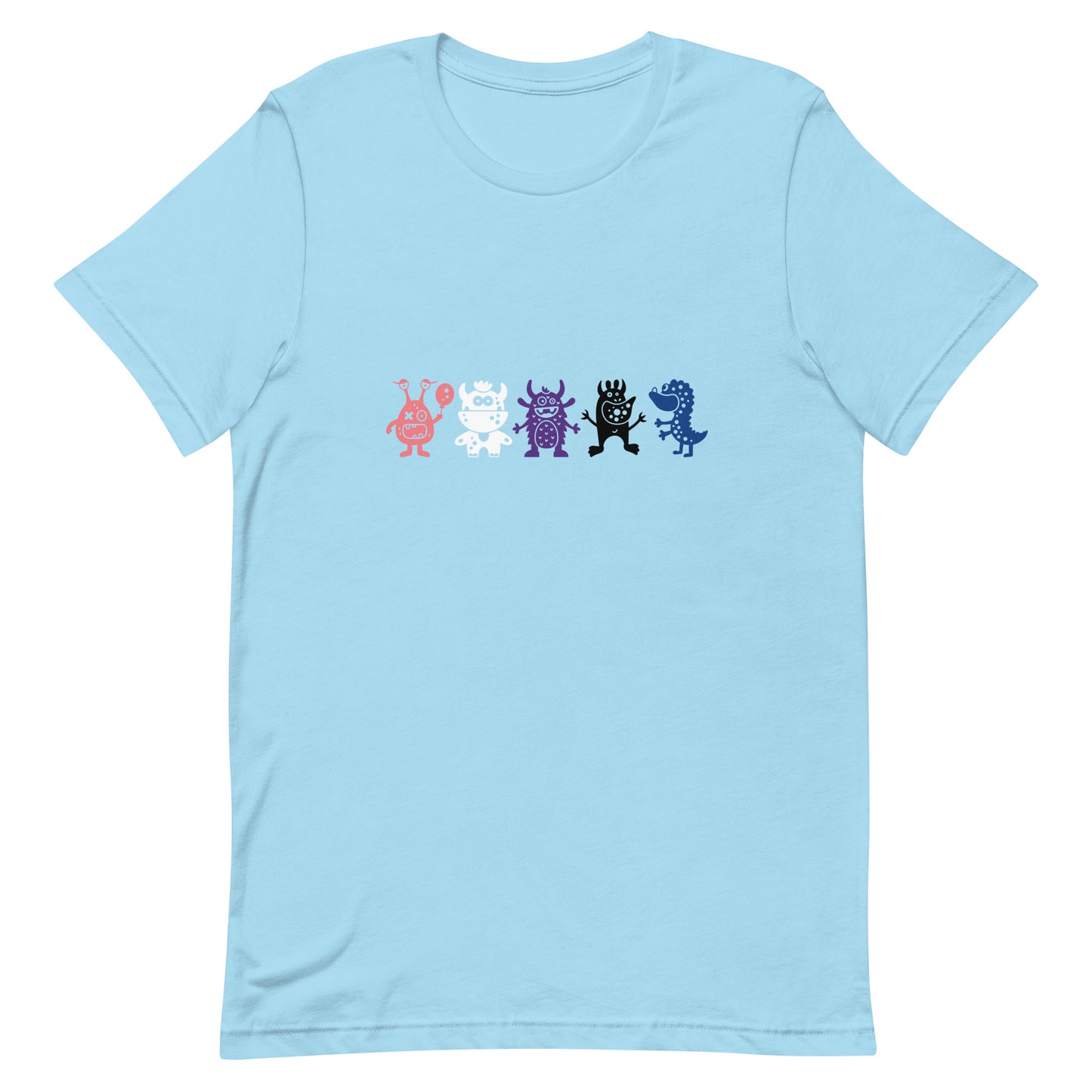 Genderfluid Pride Shirt - Doodle Monster Ocean Blue Genderfluid unisex-staple-t-shirt-ocean-blue-front-64cff74f4eda0