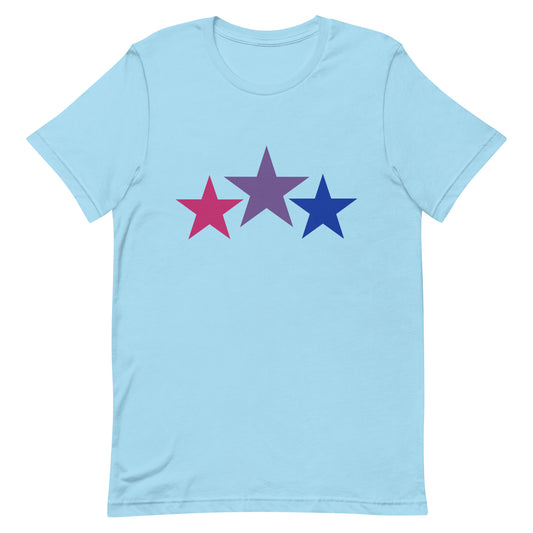 Bisexual Bi Pride Shirt Stars Ocean Blue Bisexual unisex-staple-t-shirt-ocean-blue-front-64dea1e8bd50e