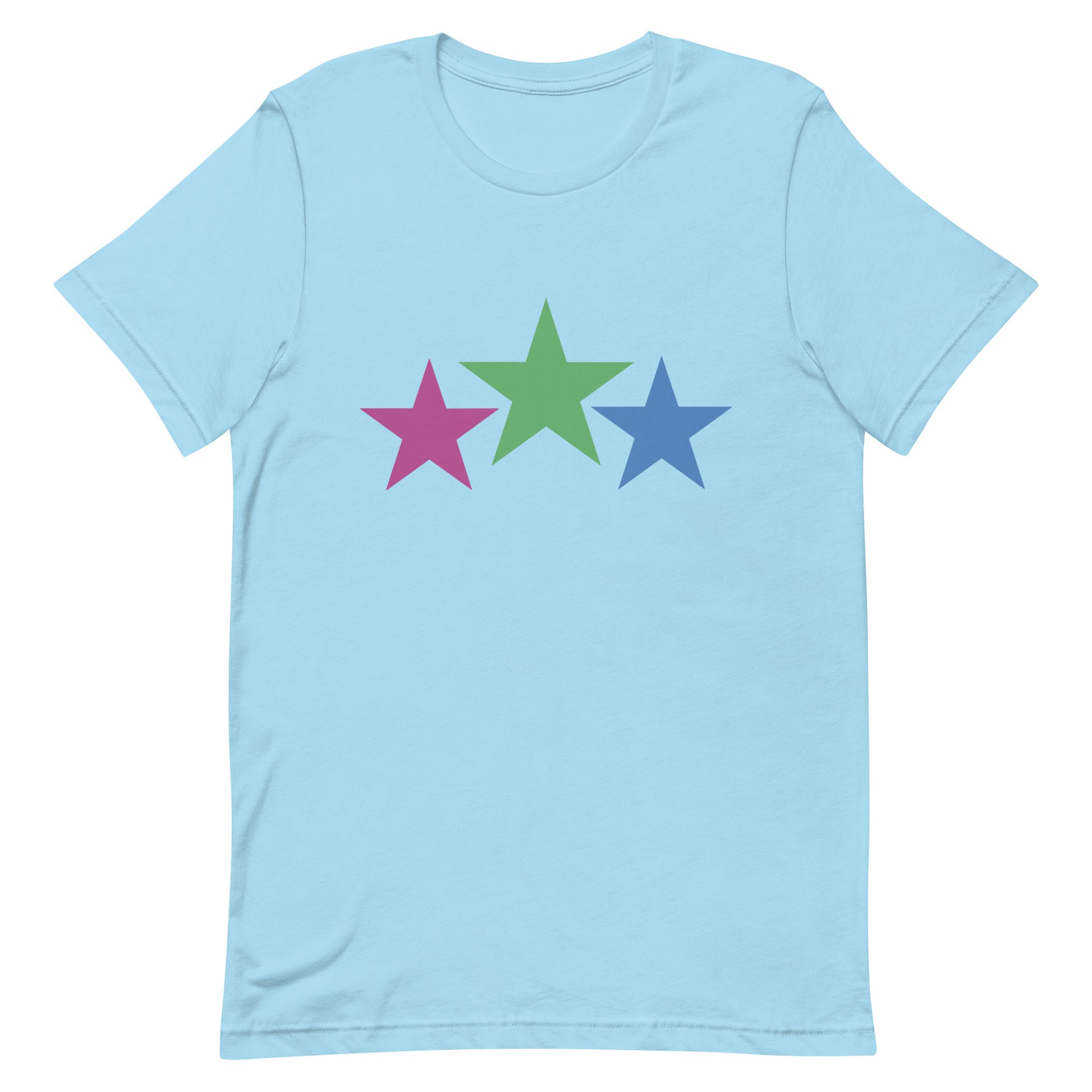 Polysexual Poly Pride T-Shirt - Stars Ocean Blue Polysexual unisex-staple-t-shirt-ocean-blue-front-64dea273a0678