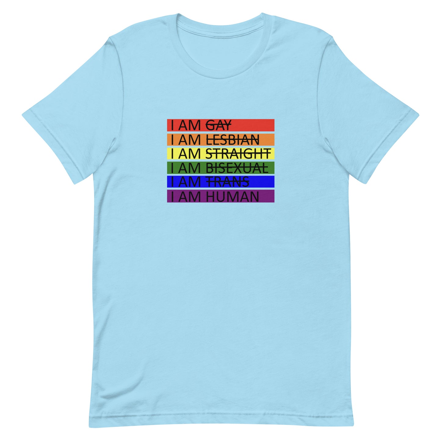 LGBTQ Pride I Am Human T-shirt Ocean Blue Pride unisex-staple-t-shirt-ocean-blue-front-655d65fc80789