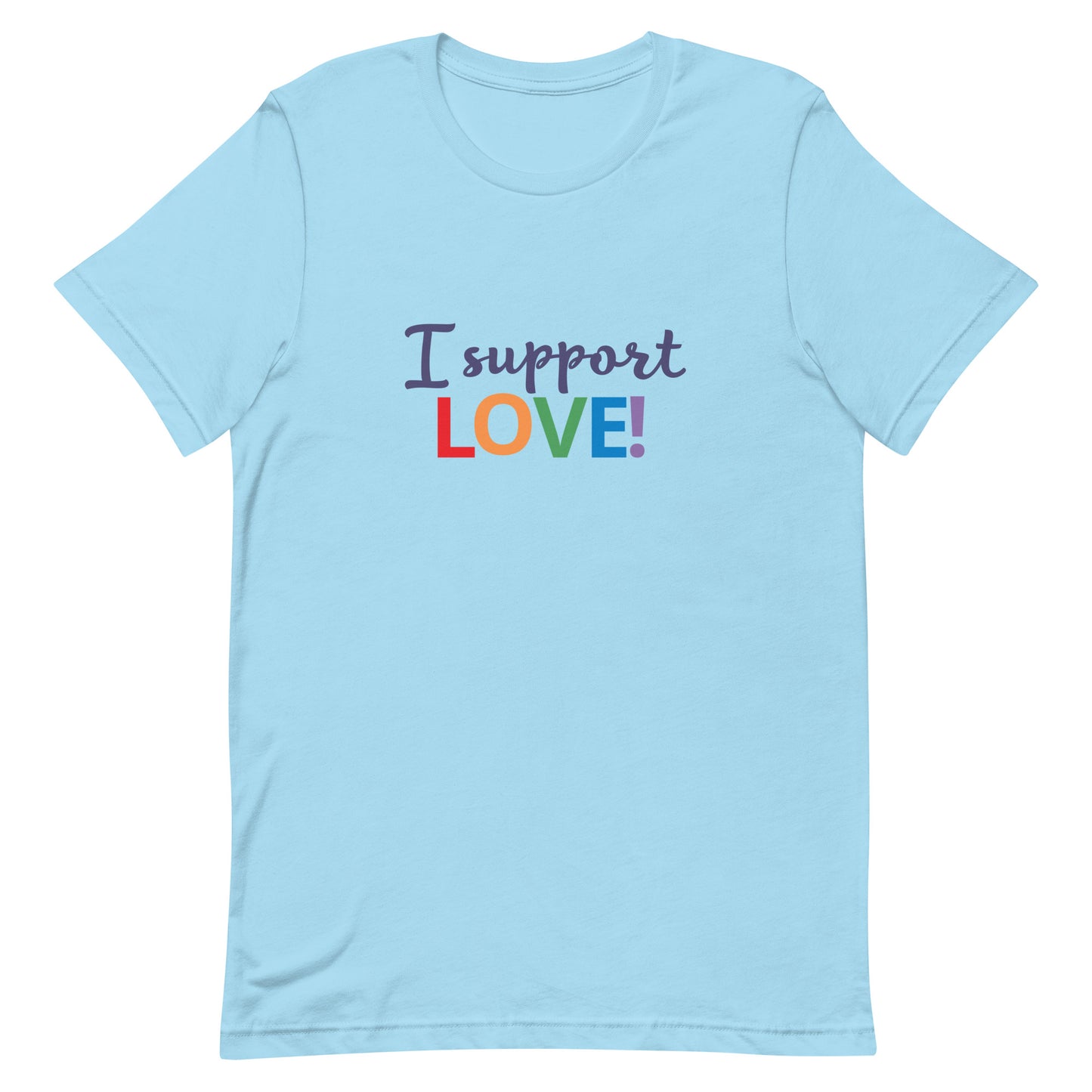 LGBTQ Pride Unisex T-shirt - I Support Love Ocean Blue Pride unisex-staple-t-shirt-ocean-blue-front-663e44c978d37