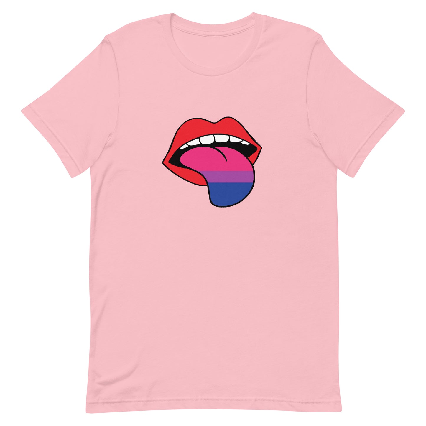 Bisexual Bi Pride Shirt Tongue Pink Bisexual unisex-staple-t-shirt-pink-front-64a77cced90c2