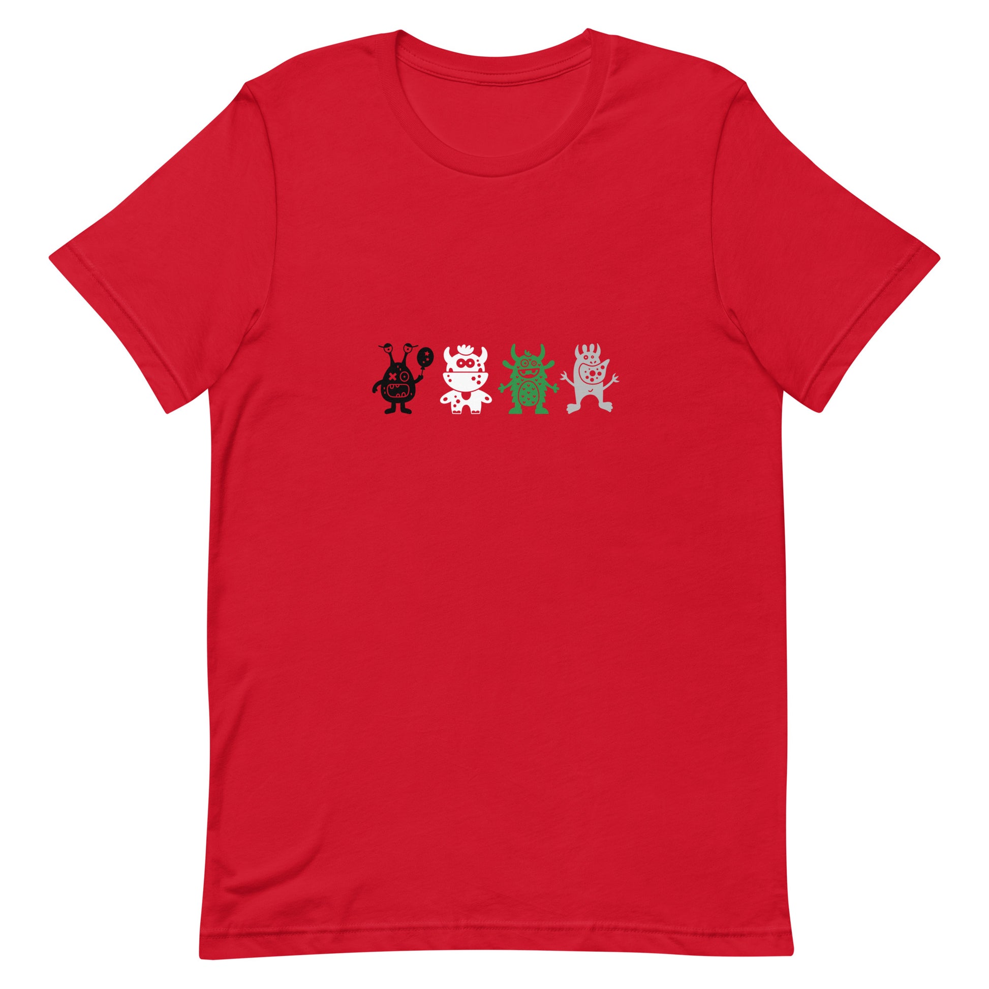 Demiromantic Pride Shirt - Doodle Monster Red Demiromantic unisex-staple-t-shirt-red-front-64cff4303a2e8