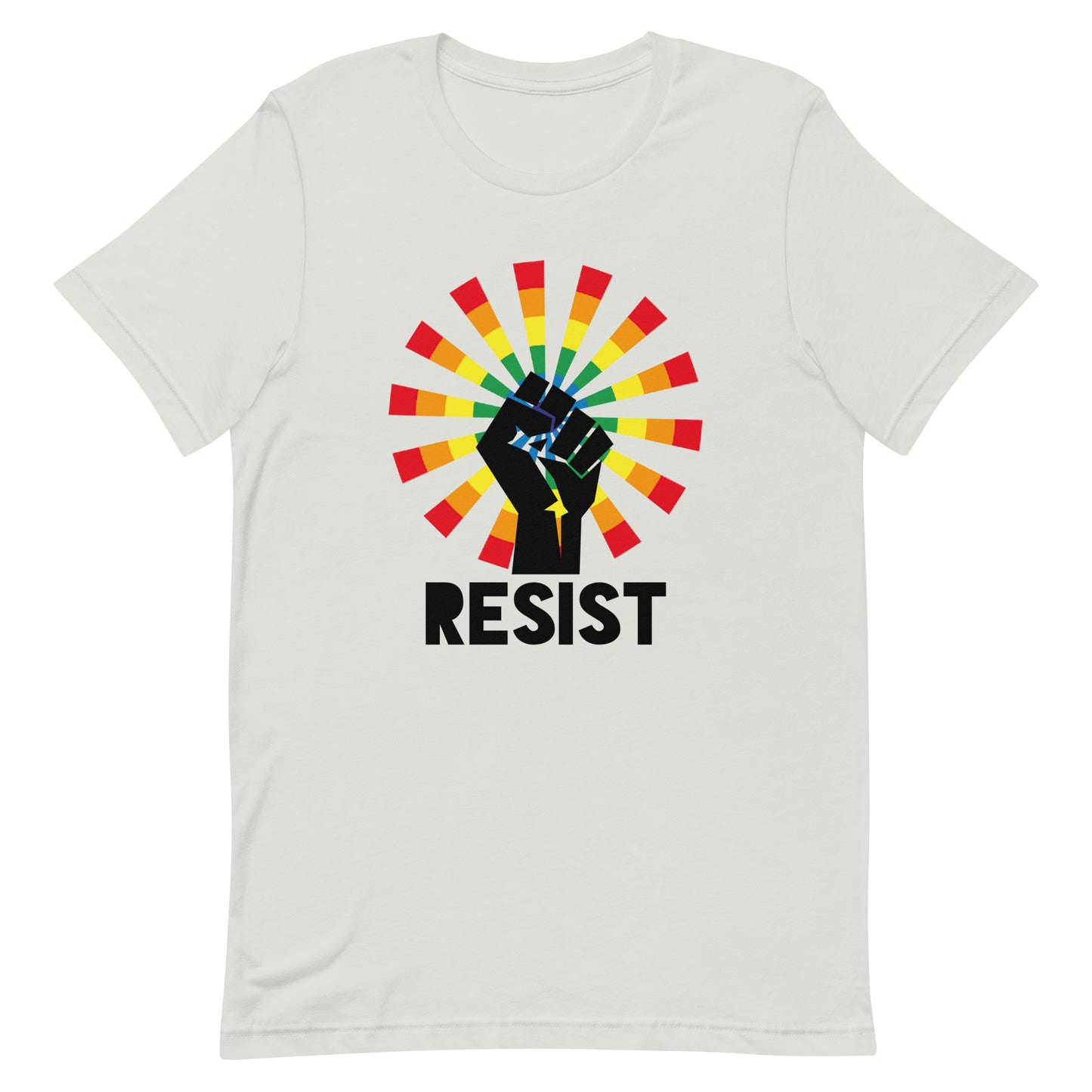 LGBTQ Pride T-Shirt - Resist Silver Pride unisex-staple-t-shirt-silver-front-64a4c729b42ed