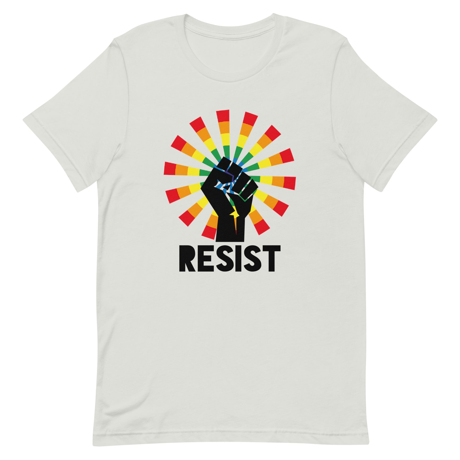 LGBTQ Pride T-Shirt - Resist Silver Pride unisex-staple-t-shirt-silver-front-64a4c729b42ed