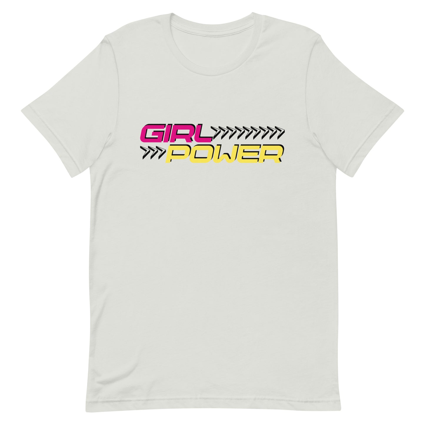 Lesbian Pride T-shirt - Girl Power Silver Lesbian unisex-staple-t-shirt-silver-front-64aaf2e700014