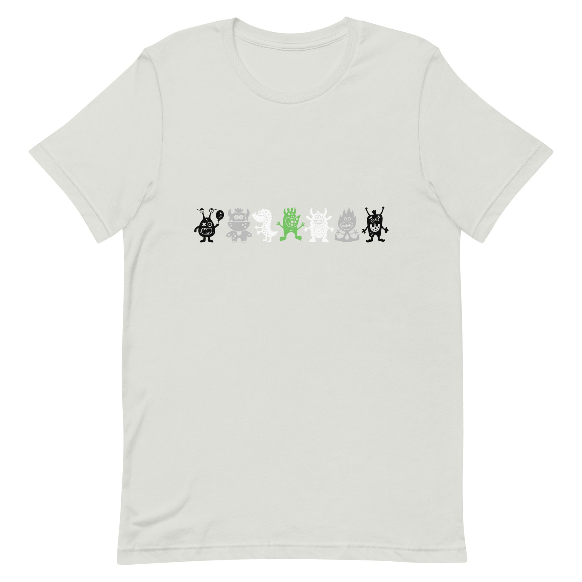 Agender Pride Doodle Monster T-Shirt Silver Agender unisex-staple-t-shirt-silver-front-64cfefc3b5d48