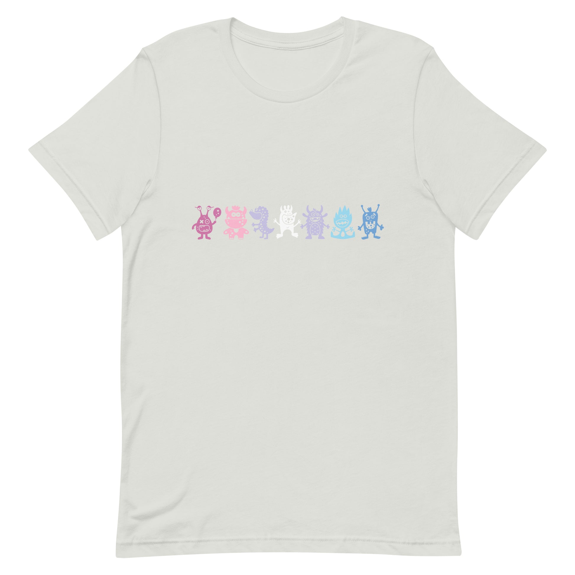 Bigender Pride Shirt Doodle Monster Silver Bigender unisex-staple-t-shirt-silver-front-64cff02b88614