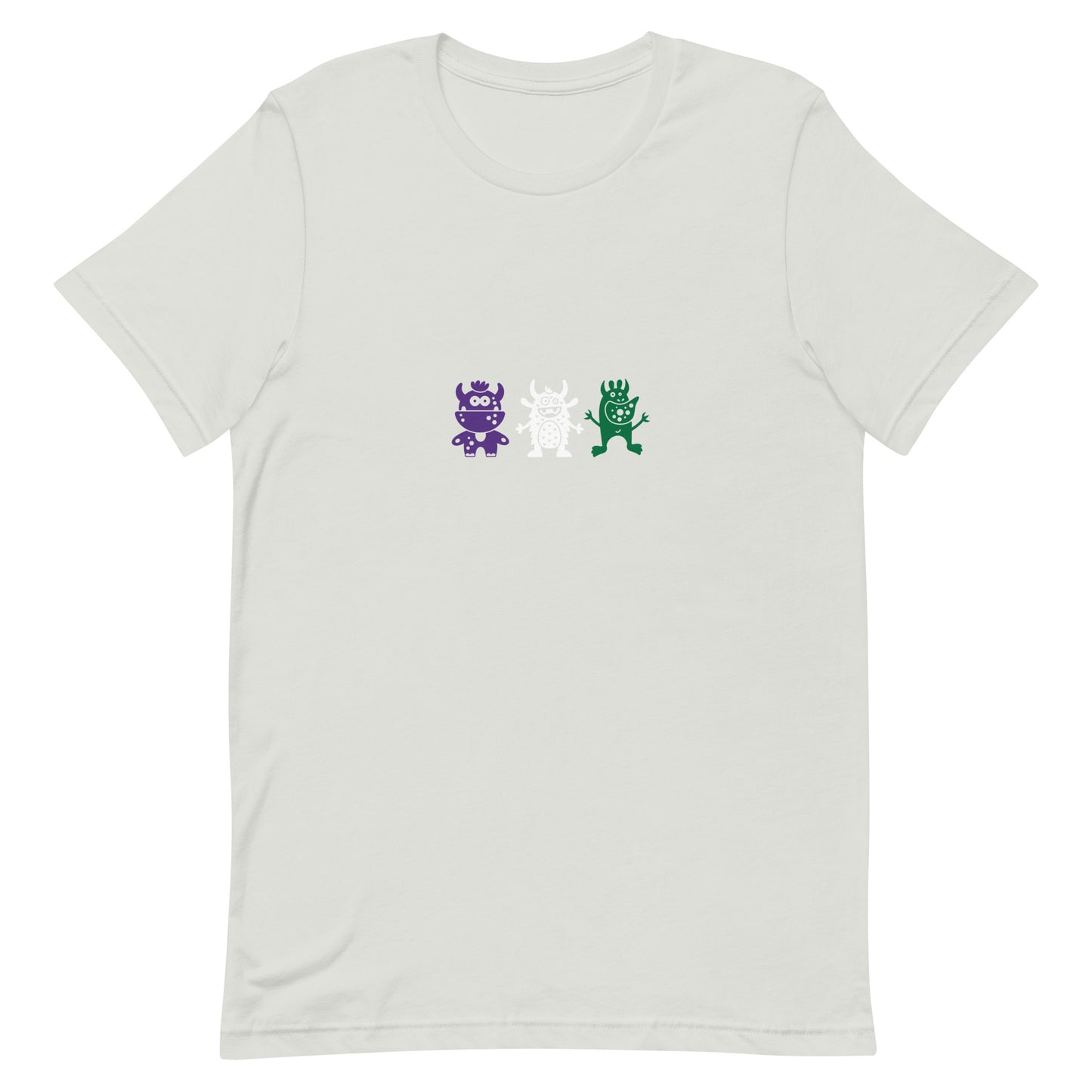 Genderqueer Pride Shirt - Doodle Monster Silver Genderqueer unisex-staple-t-shirt-silver-front-64cff28287975