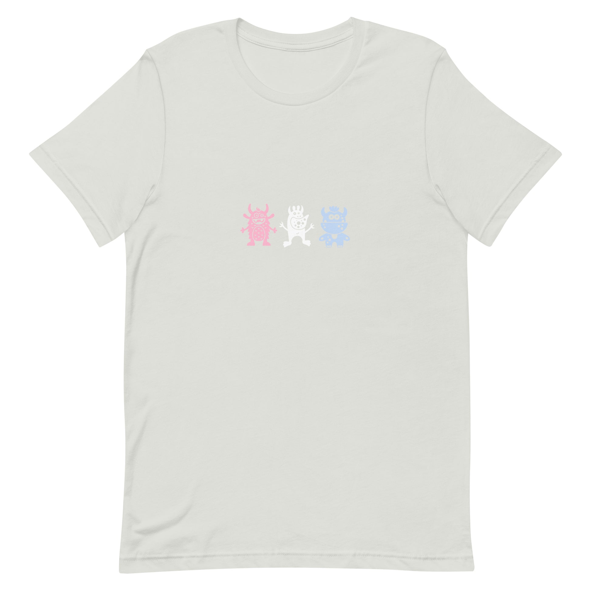 Transgender Trans Pride T-Shirt - Doodle Monster Silver Transgender unisex-staple-t-shirt-silver-front-64cffaf7092ad