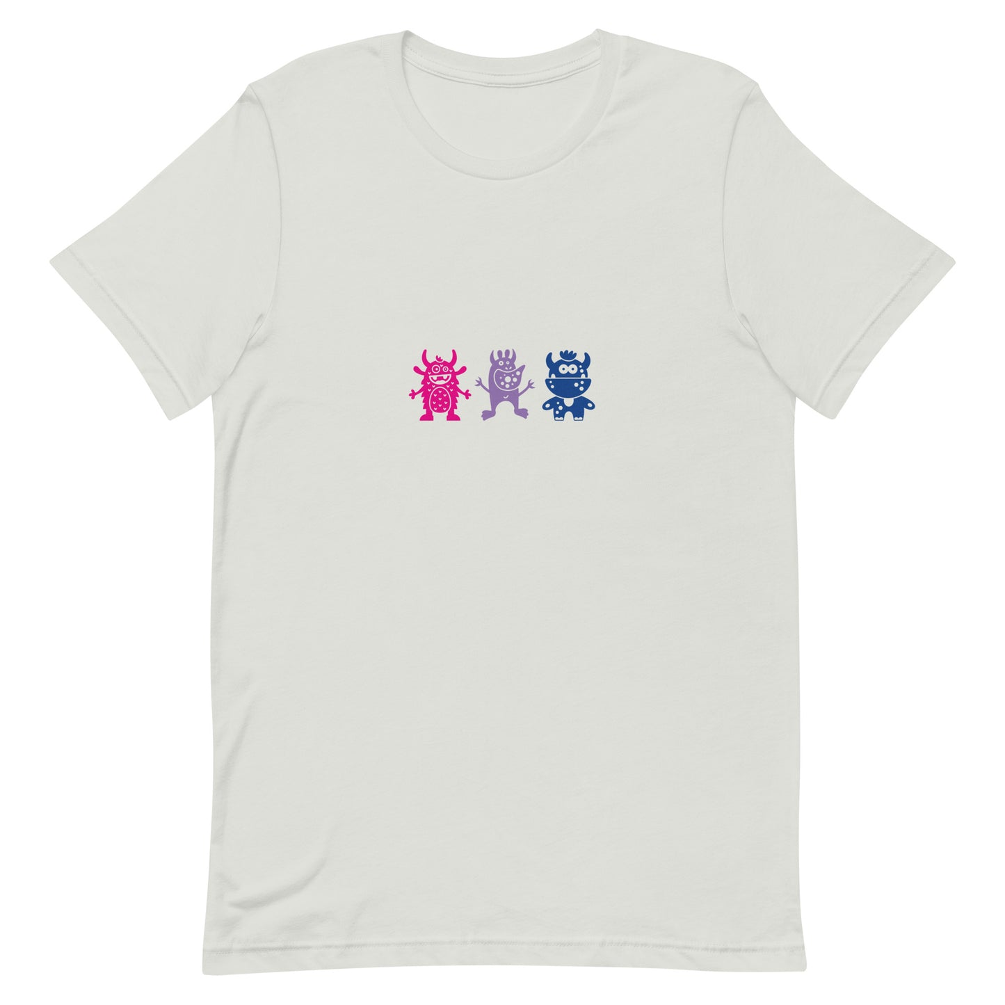 Bisexual Bi Pride Shirt Doodle Monster Silver Bisexual unisex-staple-t-shirt-silver-front-64cffbcb08b1f