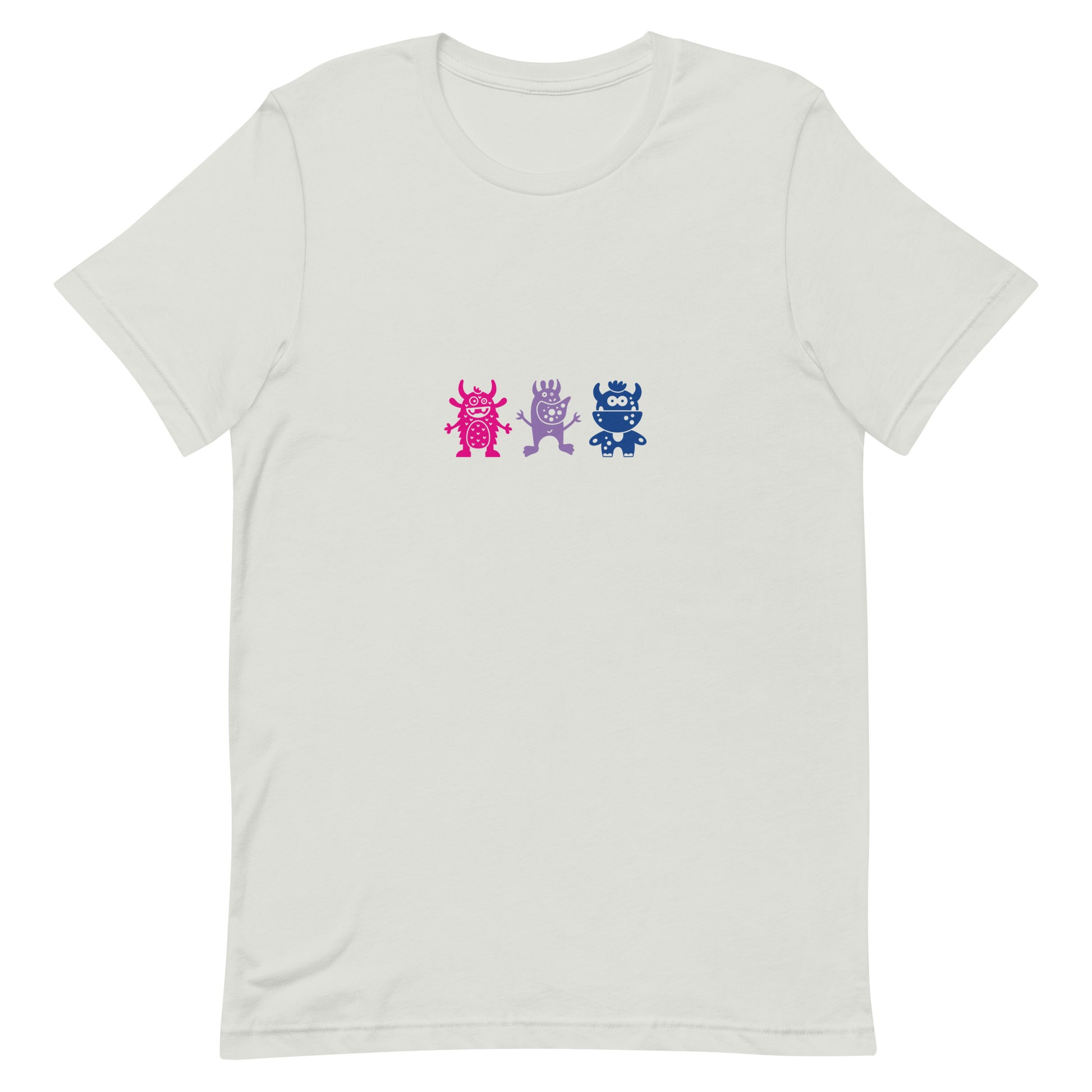 Bisexual Bi Pride Shirt Doodle Monster Silver Bisexual unisex-staple-t-shirt-silver-front-64cffbcb08b1f