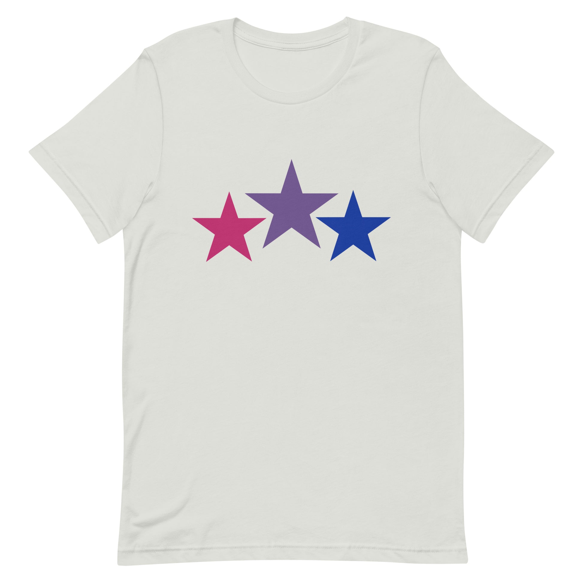 Bisexual Bi Pride Shirt Stars Silver Bisexual unisex-staple-t-shirt-silver-front-64dea1e8c1037