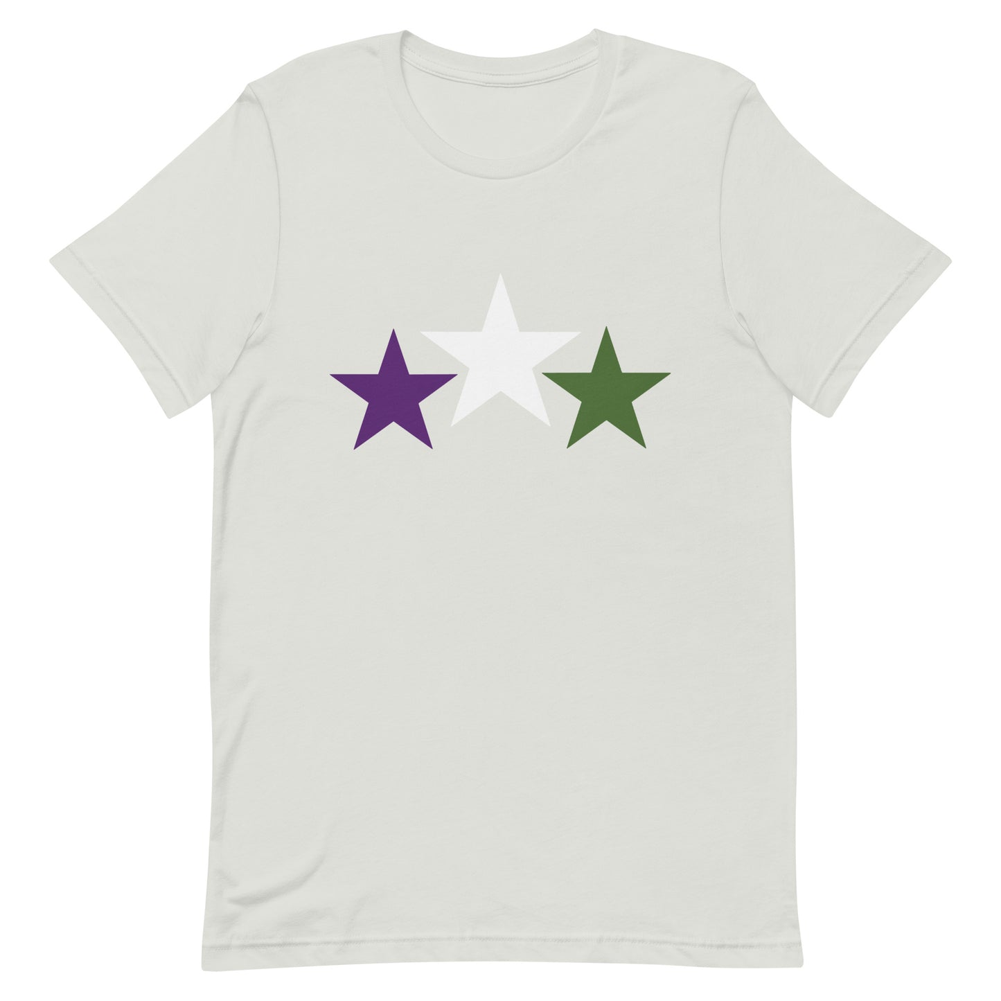 Genderqueer Pride Shirt - Stars Silver Genderqueer unisex-staple-t-shirt-silver-front-64dea3fa61d77