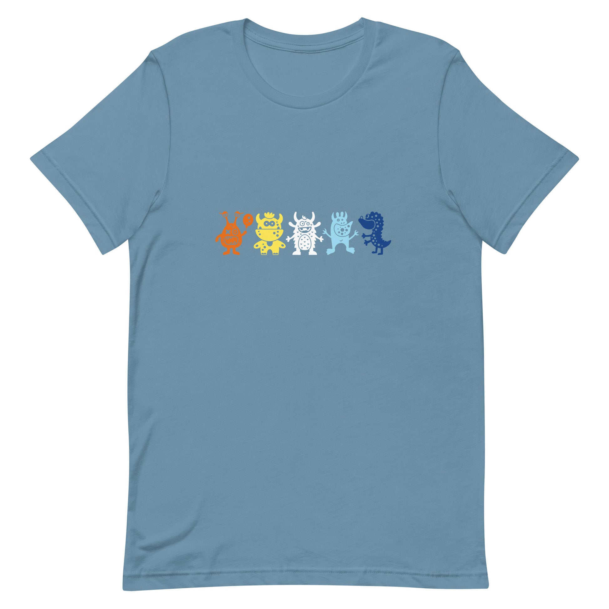 Aroace Pride Shirt Doodle Monster Steel Blue Aroace unisex-staple-t-shirt-steel-blue-front-64d02d2fdc696