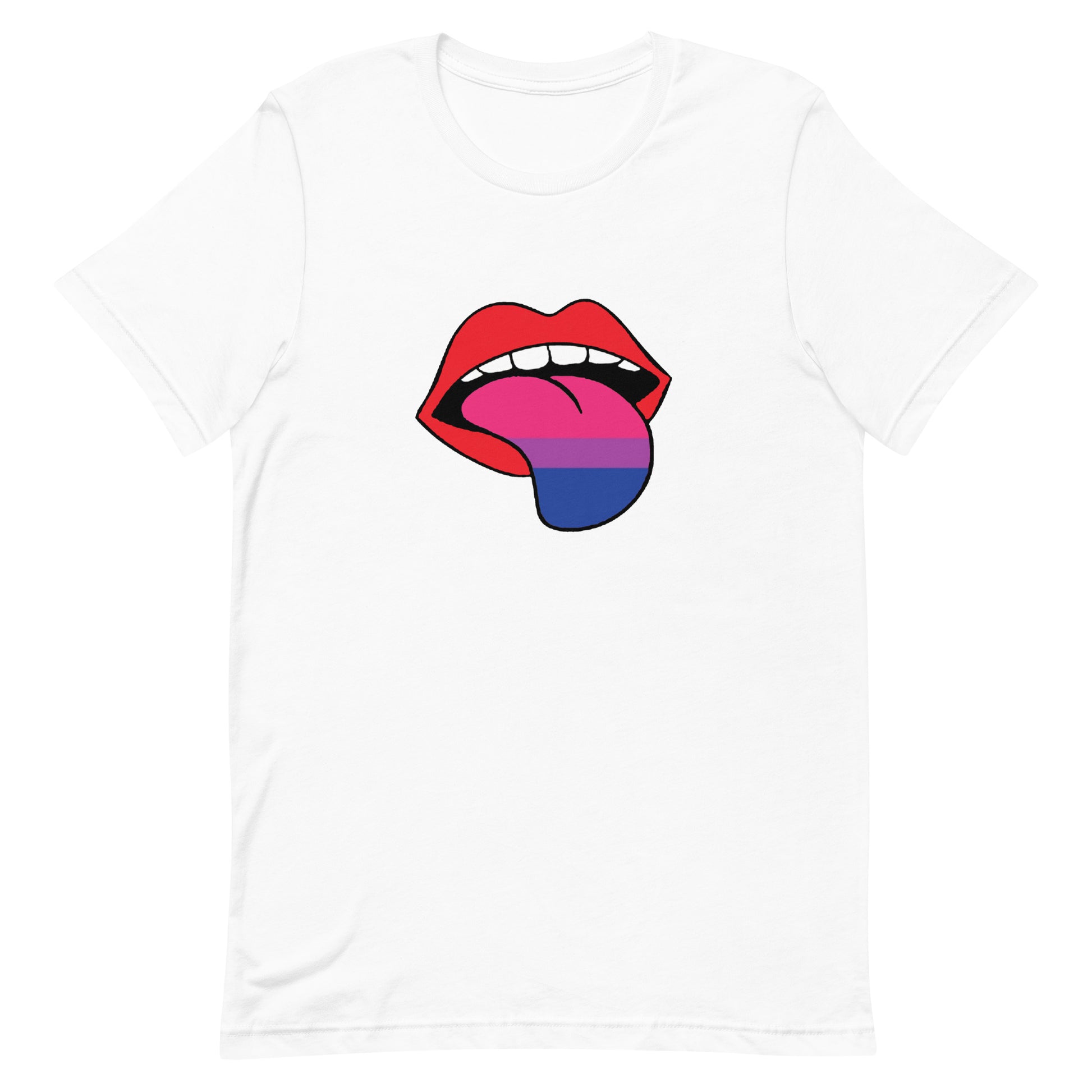 Bisexual Bi Pride Shirt Tongue White Bisexual unisex-staple-t-shirt-white-front-64a77ccee264a