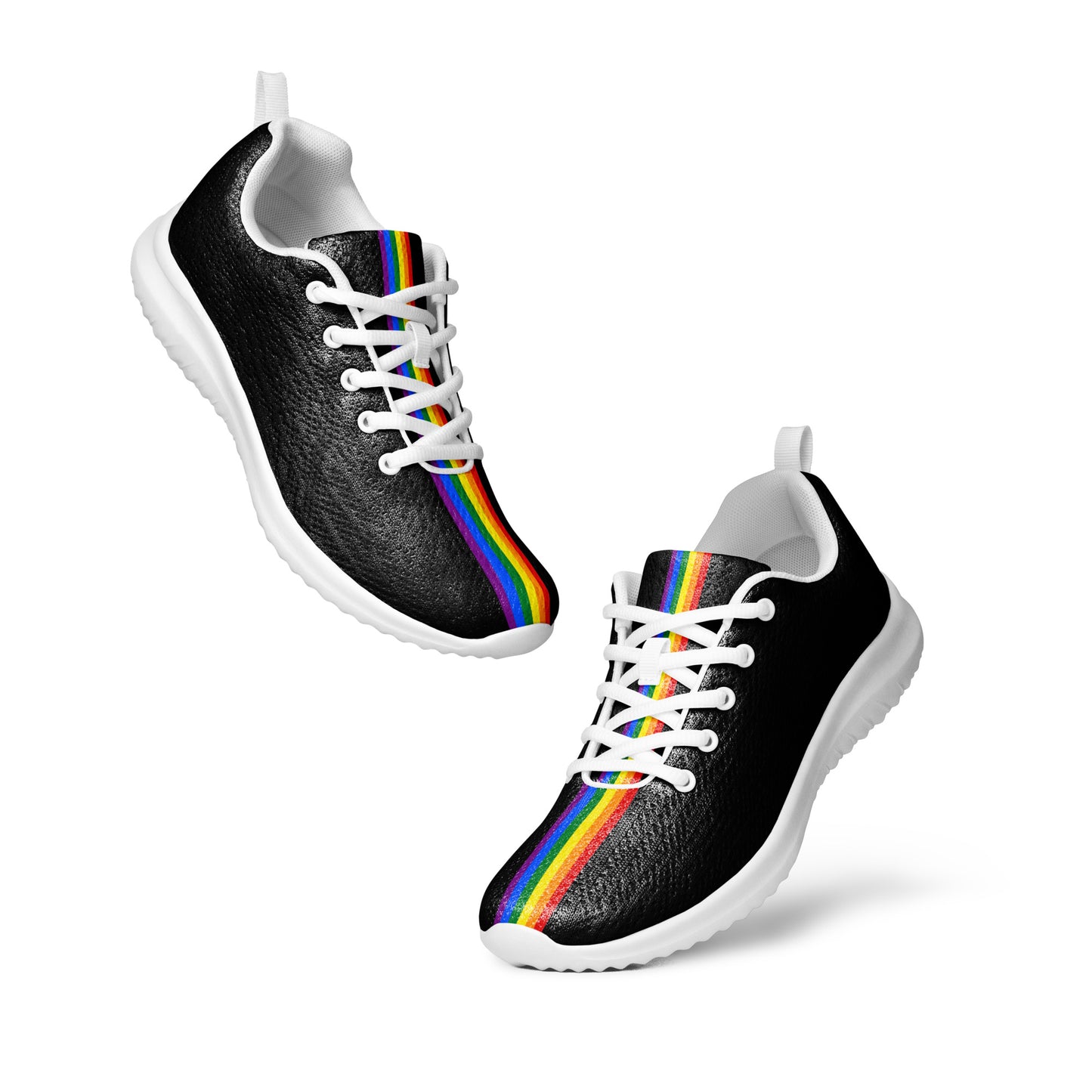 LGBTQ Pride Stripe Women’s Athletic Shoes Black womens-athletic-shoes-white-front-65860d007e88a