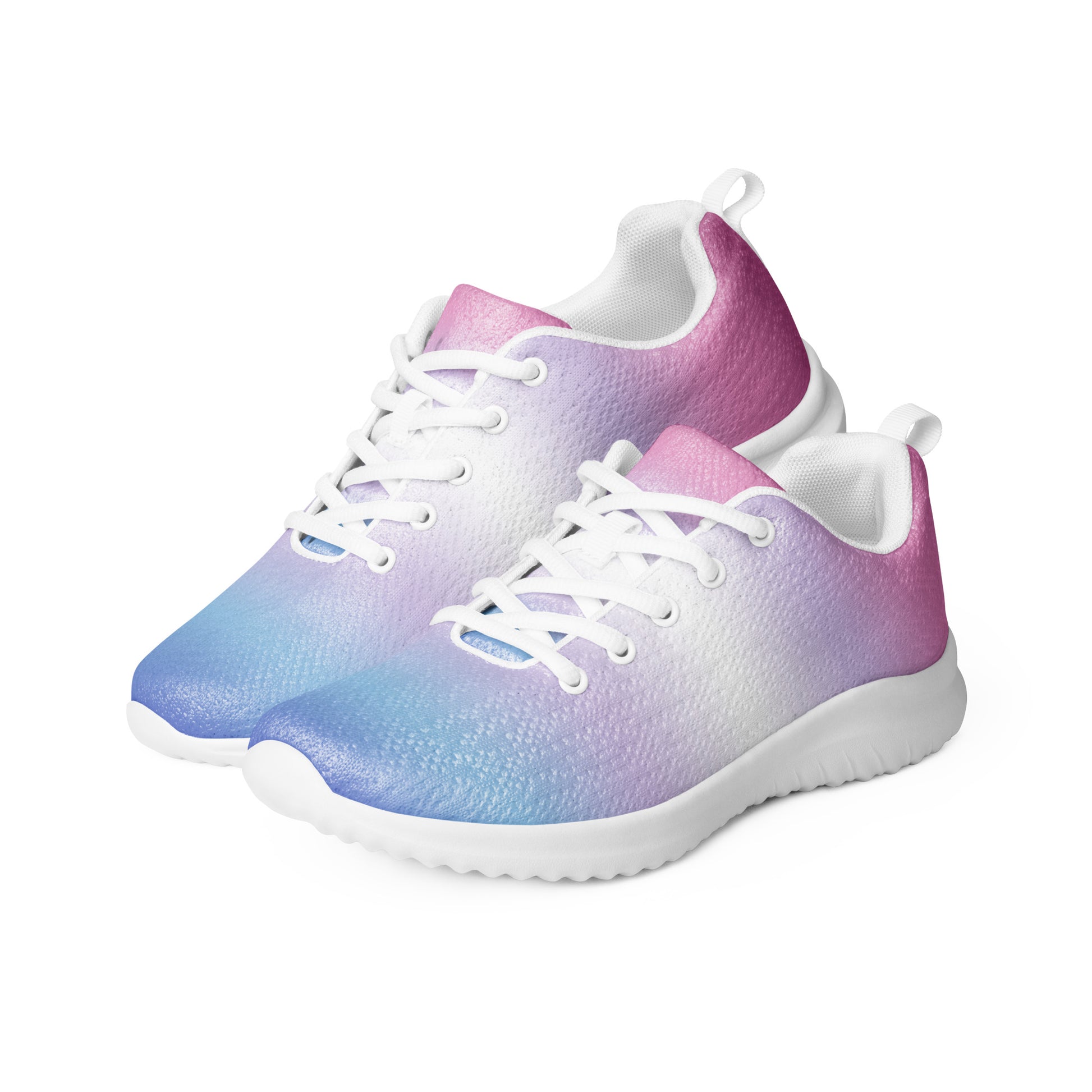 Bigender Pride Women’s Athletic Shoes in Ombre womens-athletic-shoes-white-left-front-64a77b91b8dd4