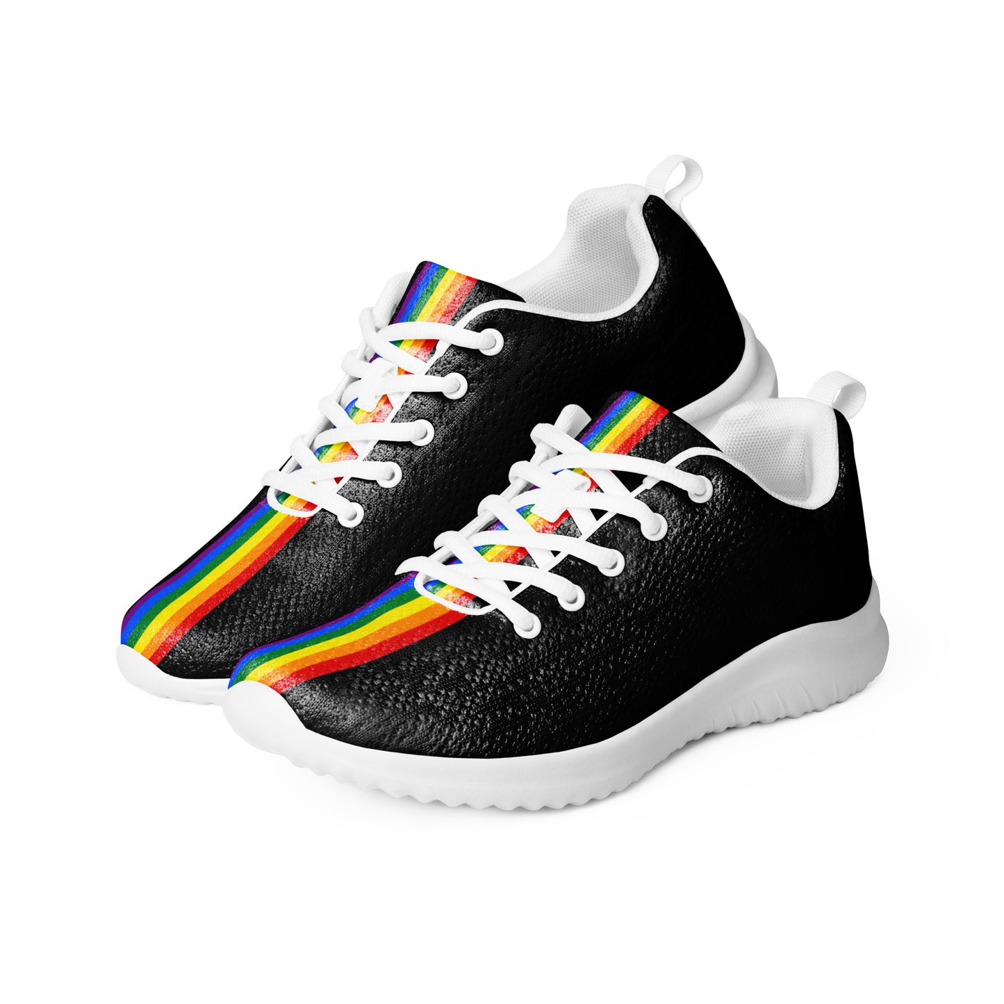 LGBTQ Pride Stripe Women’s Athletic Shoes Black womens-athletic-shoes-white-left-front-65860d007e704