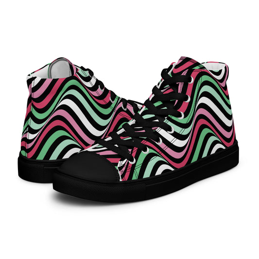 Abrosexual Wavey Women’s High Top Canvas Athletic Shoes Black Abrosexual womens-high-top-canvas-shoes-black-left-657e82ddba380 High Top Shoes