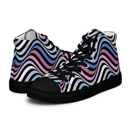 Bigender Wavey Women’s High Top Canvas Athletic Shoes Black Bigender womens-high-top-canvas-shoes-black-left-657e843064a89 High Top Shoes