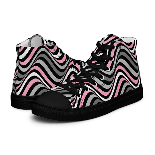 Demigirl Wavey Women’s High Top Canvas Athletic Shoes Black Demigirl womens-high-top-canvas-shoes-black-left-657e85fba8045 High Top Shoes