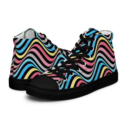 Genderflux Wavey Women’s High Top Canvas Athletic Shoes Black Genderflux womens-high-top-canvas-shoes-black-left-657e883525af4 High Top Shoes
