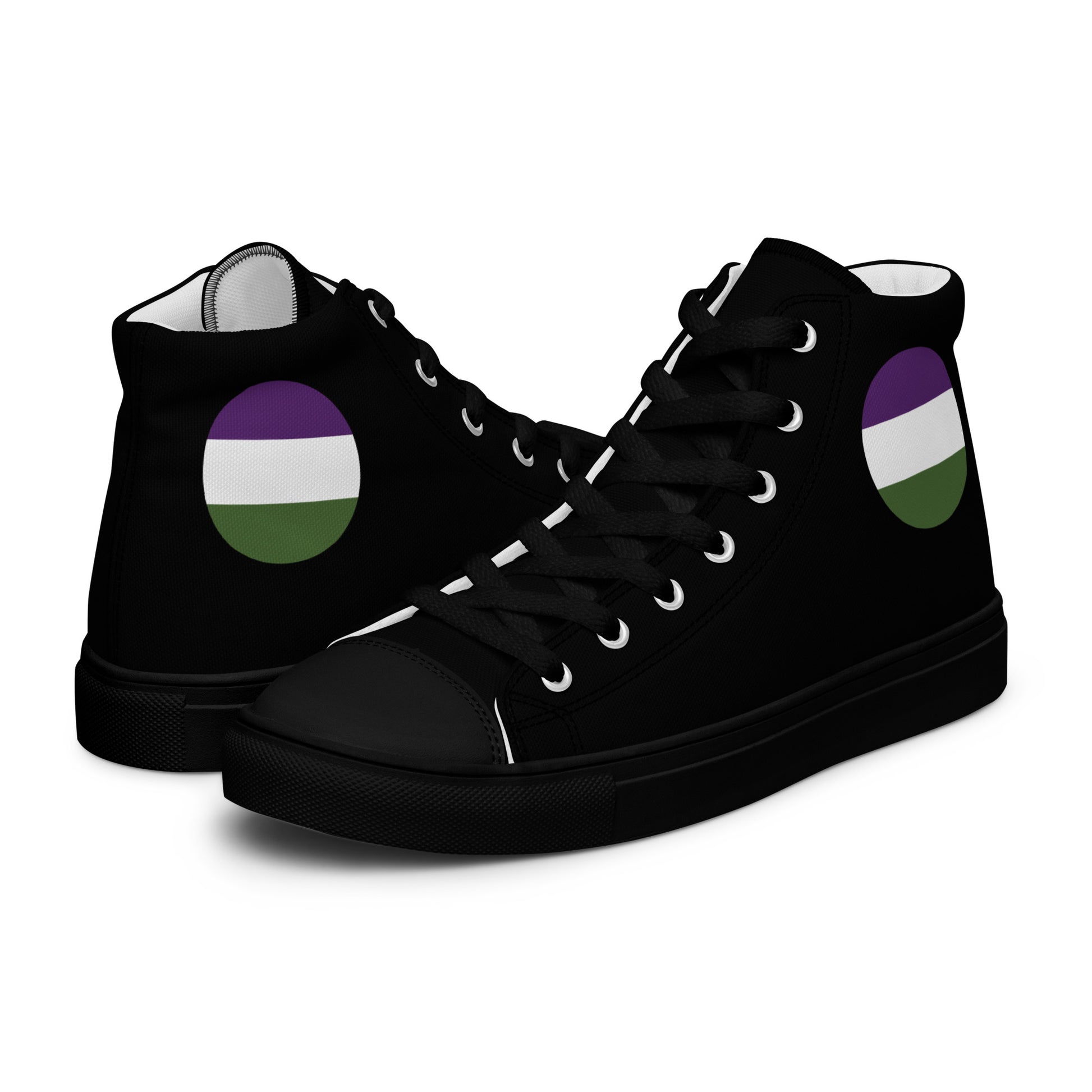 Genderqueer Women’s High Top Canvas Athletic Shoes Black Genderqueer womens-high-top-canvas-shoes-black-left-657f915419e7f