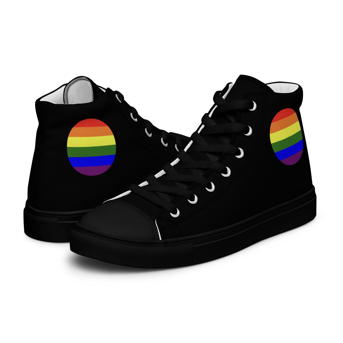 LGBTQ Pride Women’s High Top Canvas Athletic Shoes Black Pride womens-high-top-canvas-shoes-black-left-657f93aa1419d