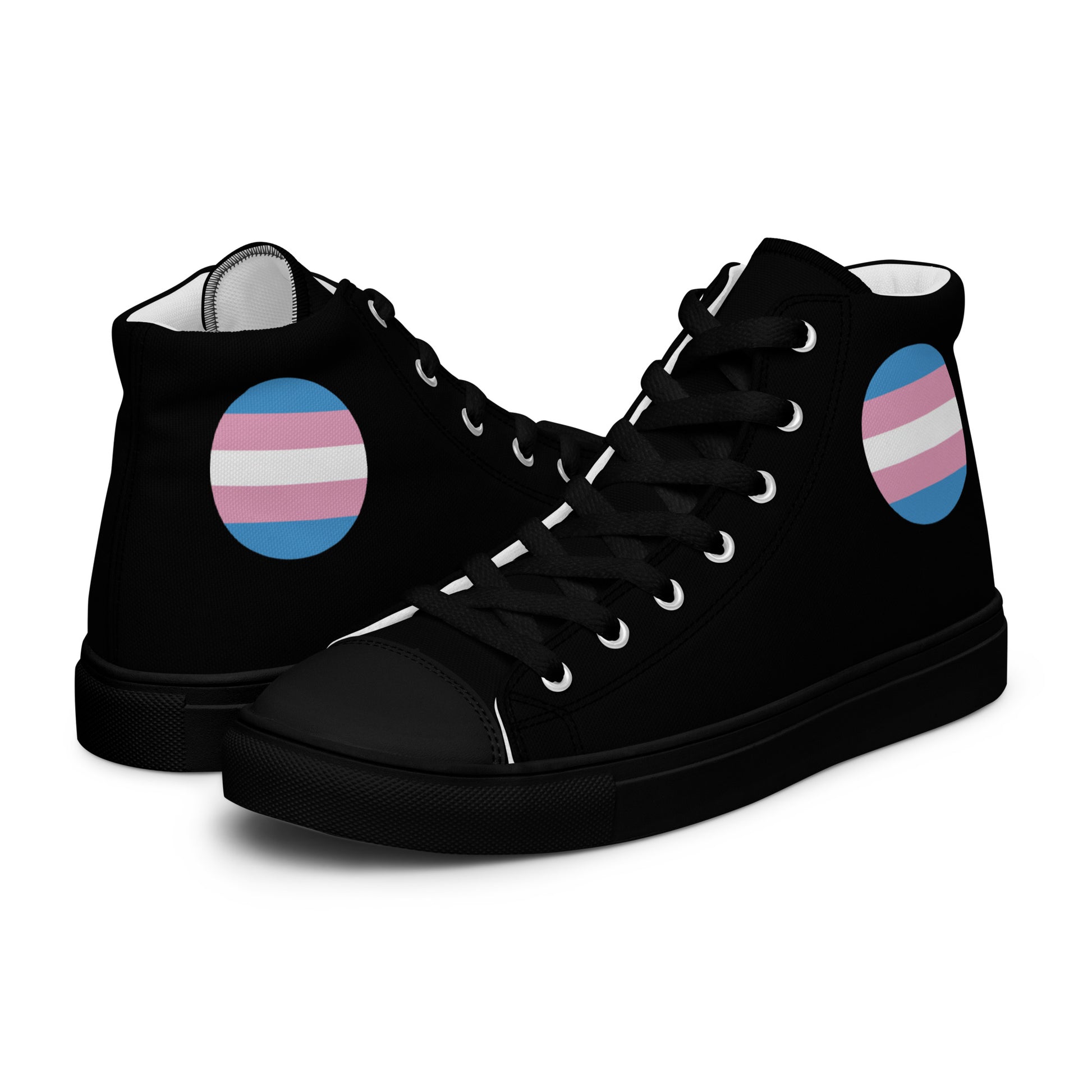 Transgender Trans Women’s High Top Canvas Athletic Shoes Black Transgender womens-high-top-canvas-shoes-black-left-657f944681a1f