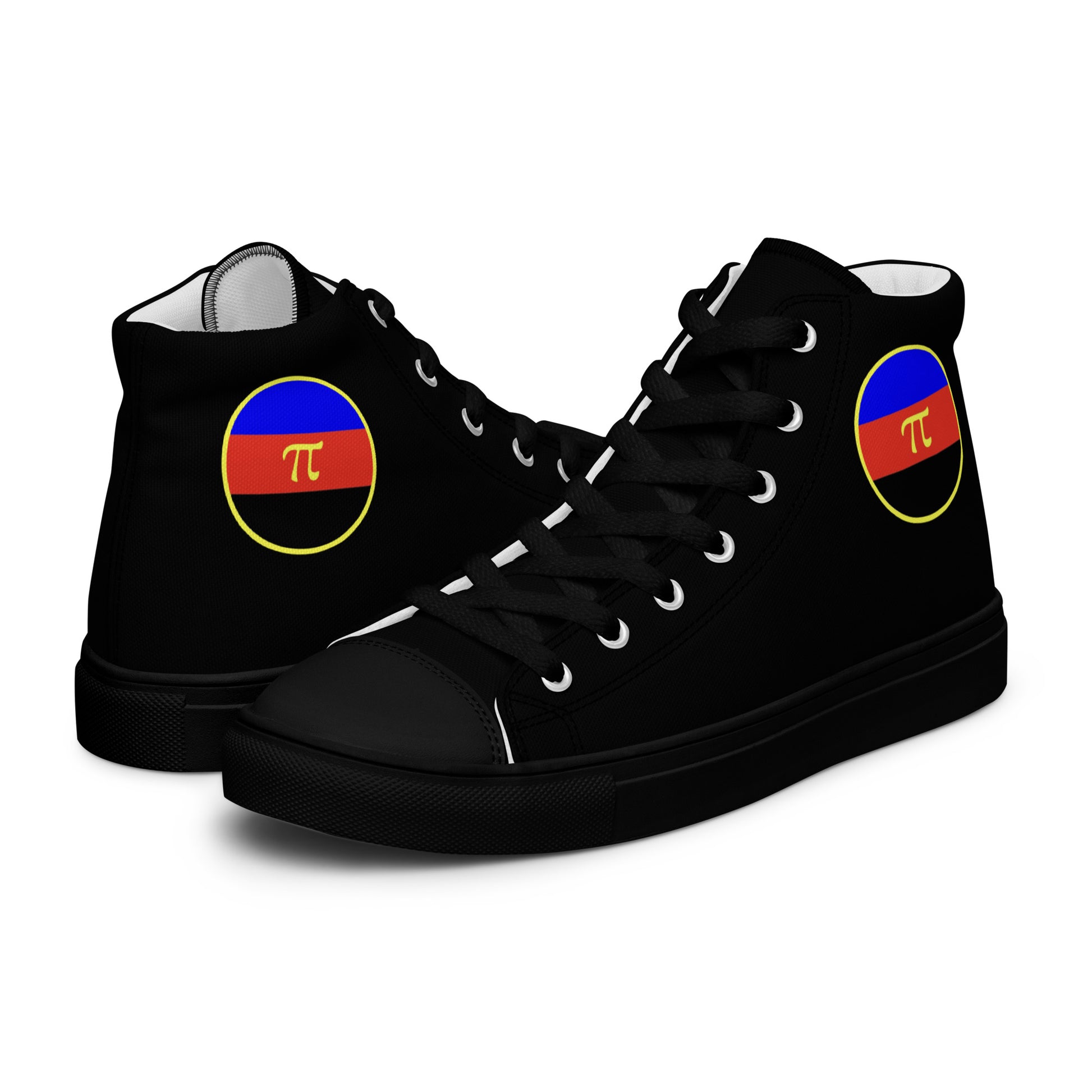 Polyamorous Polyamory Pride Women’s High Top Canvas Athletic Shoes Black Polyamorous womens-high-top-canvas-shoes-black-left-657f9a24ab659