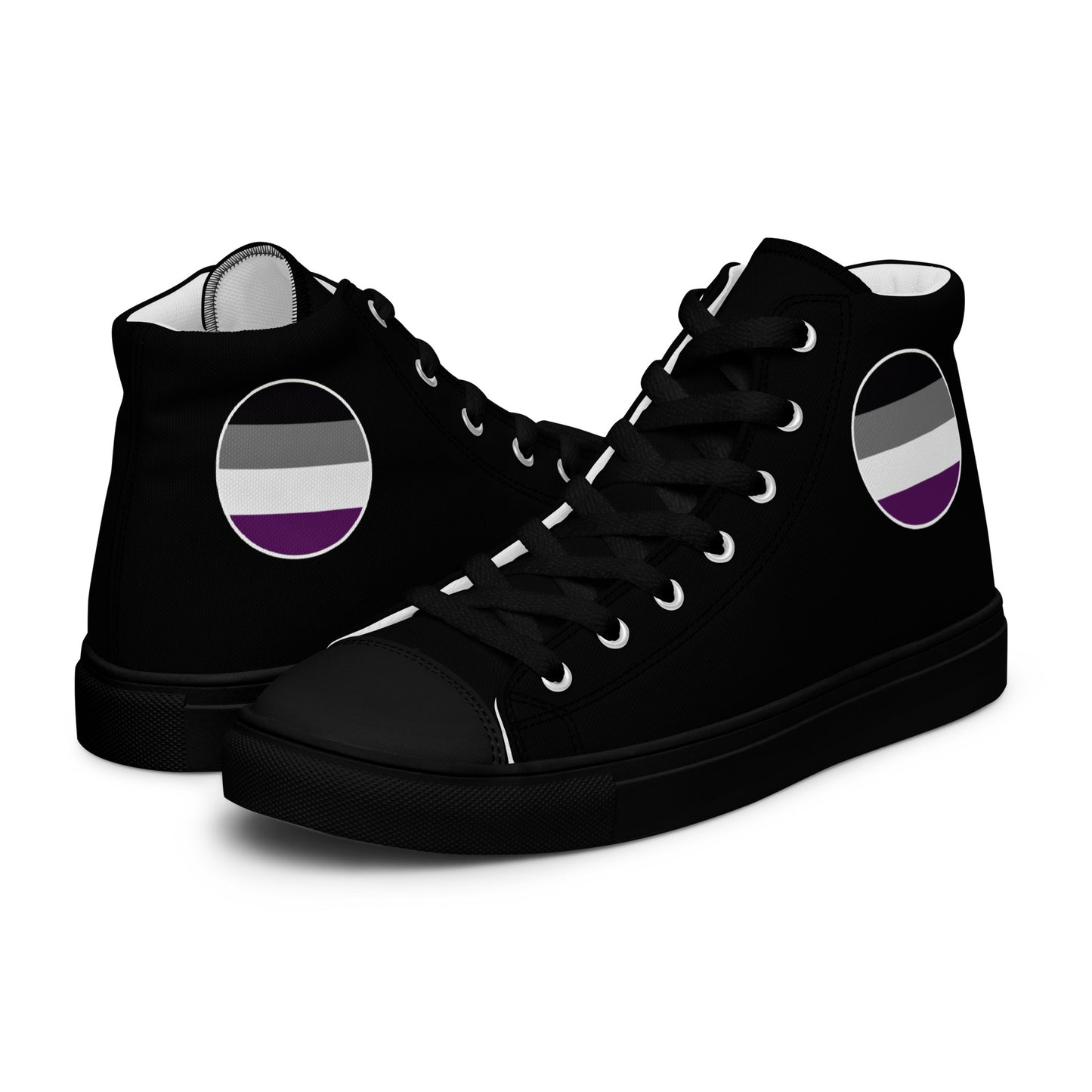 Asexual Ace Women’s High Top Canvas Athletic Shoes Black Asexual womens-high-top-canvas-shoes-black-left-657f9b86377e7