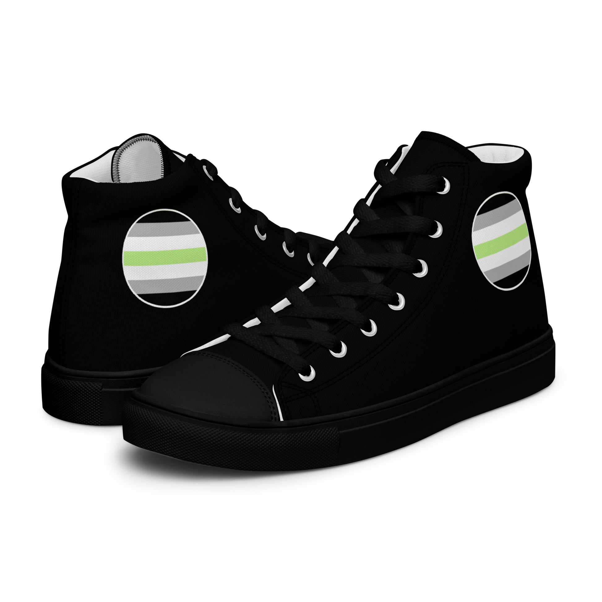 Agender Women’s High Top Canvas Athletic Shoes Black Agender womens-high-top-canvas-shoes-black-left-657f9c0e7622b