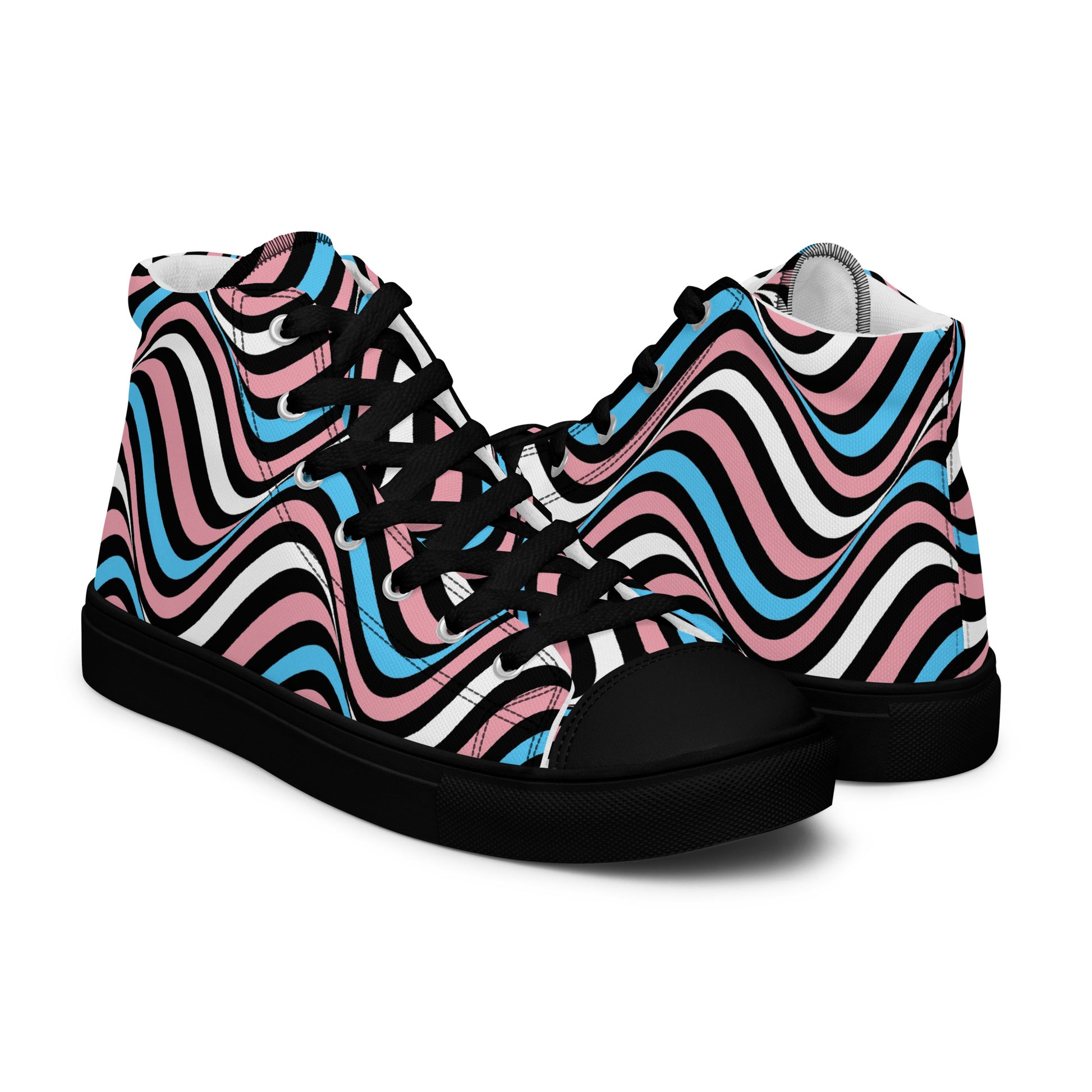 Transgender Trans Wavey Women’s High Top Canvas Athletic Shoes womens-high-top-canvas-shoes-black-right-657e81ff40632